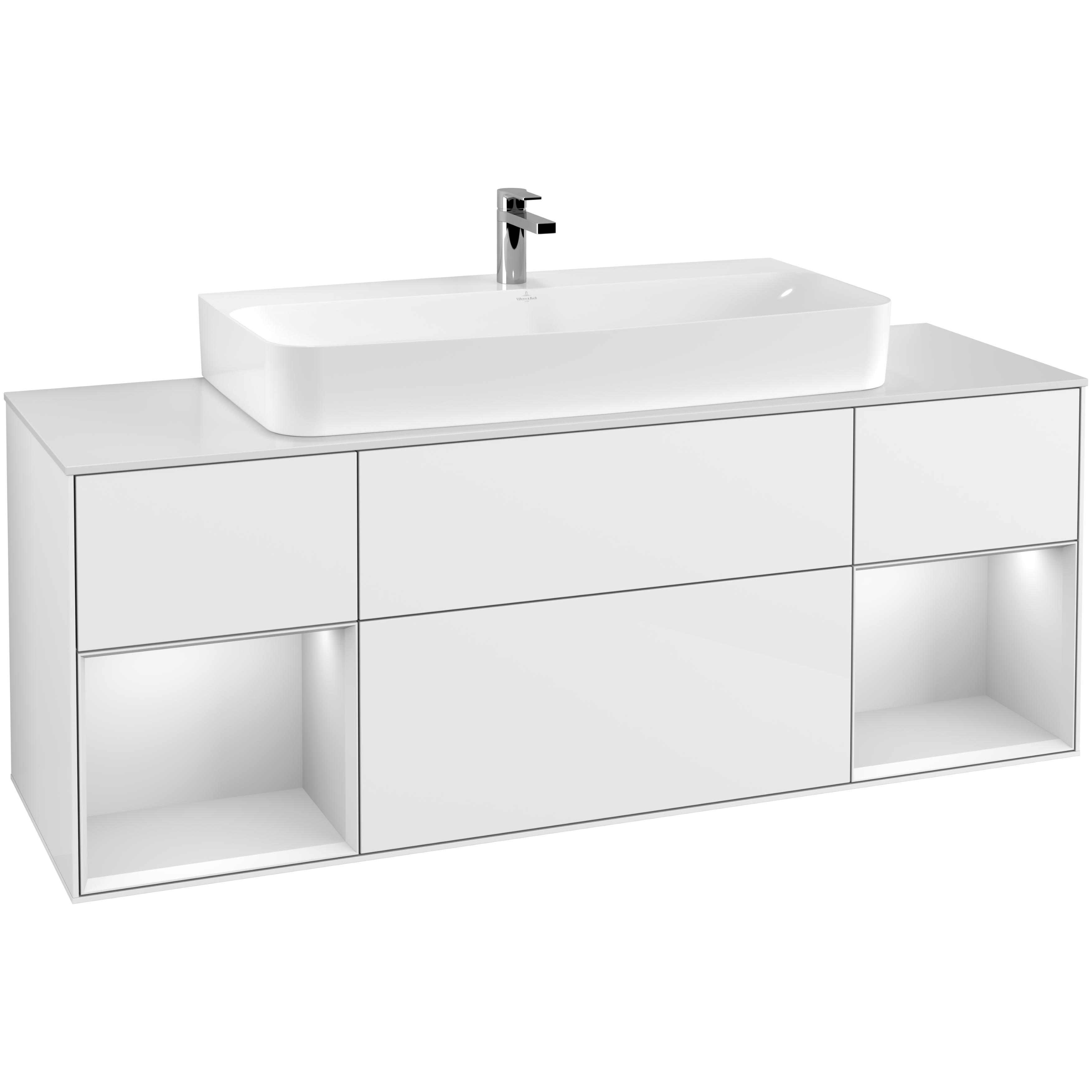 Tvättställsskåp Villeroy & Boch Finion med Två Hyllor och Bänkskiva för Centrerat Tvättställ