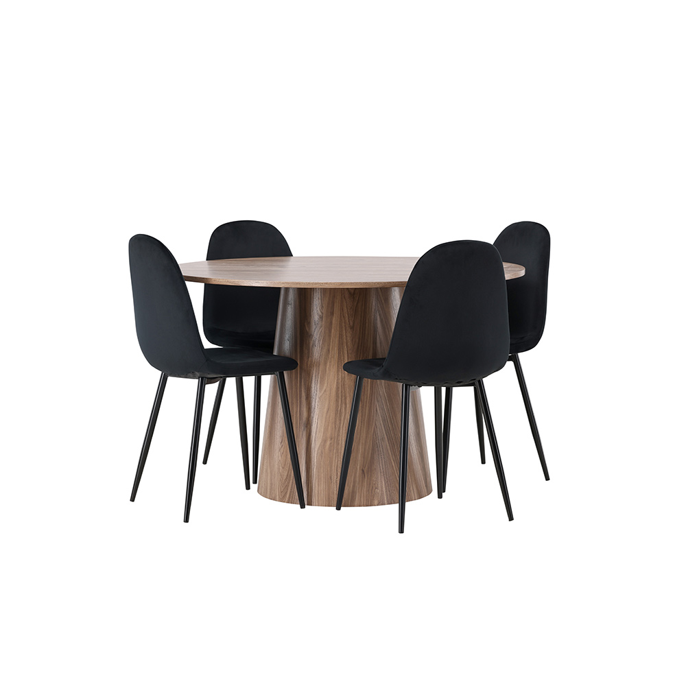 Spisegruppe Venture Home Lanzo med 4 Polar Fløyel Stoler
