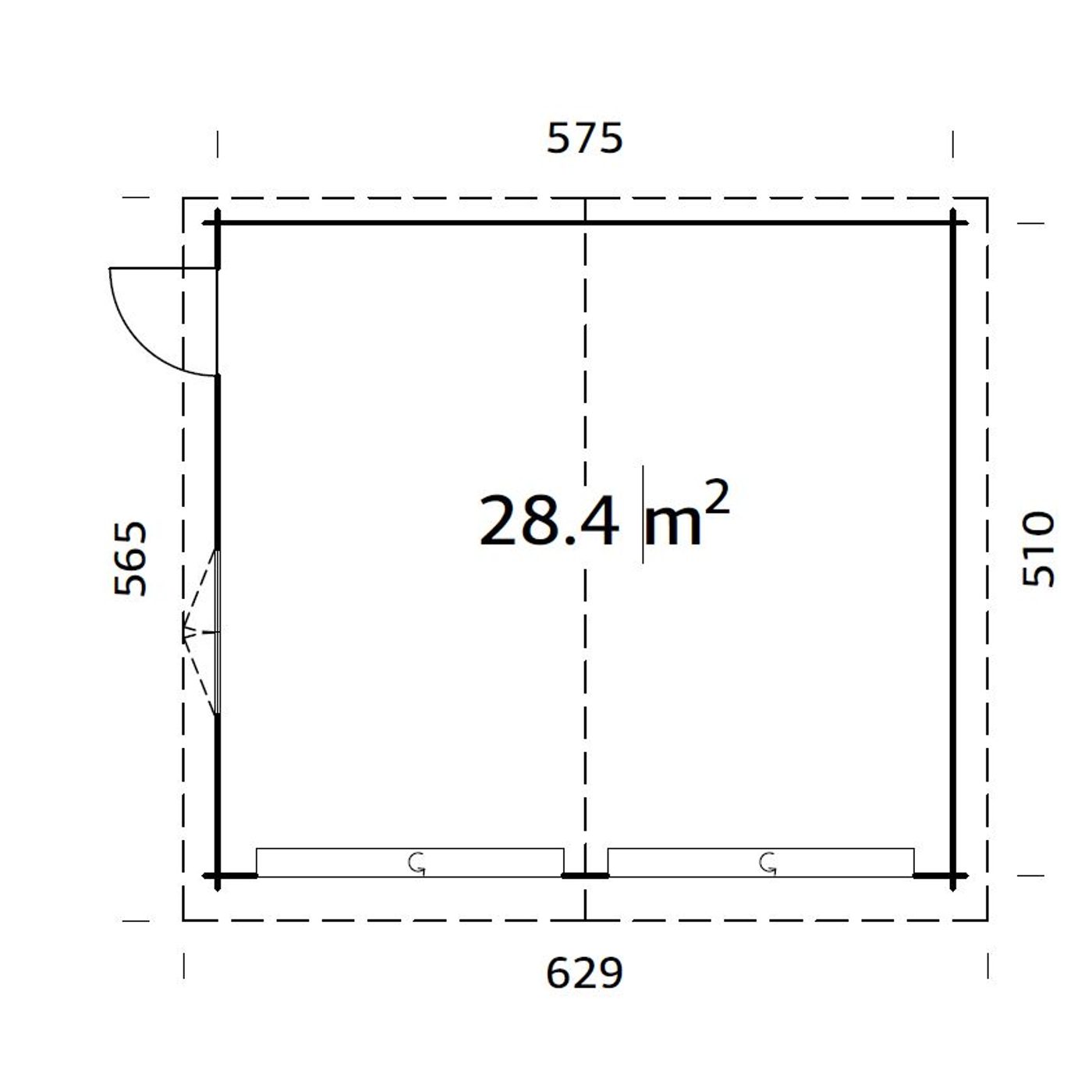 Roger 28,4 m2 w/ sectional door Ubehandlet tre