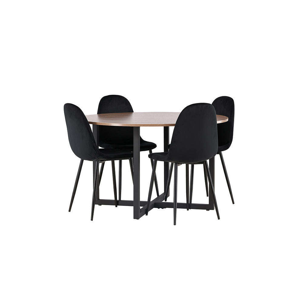 Spisegruppe Venture Home Durango Ø 120 cm med 4 Polar Stoler Fløyel