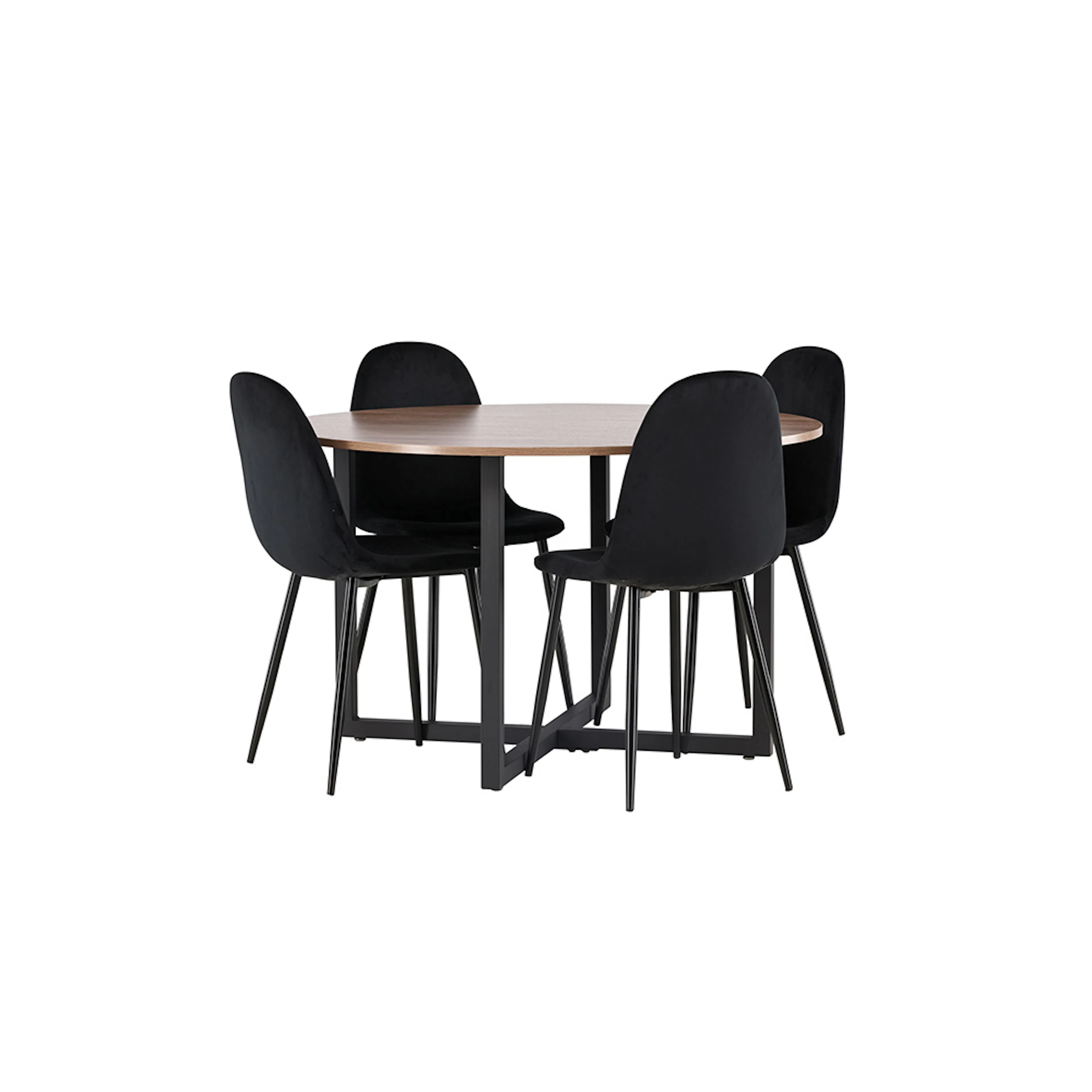 Spisegruppe Venture Home Durango Ø 120 cm med 4 Polar Stoler Fløyel