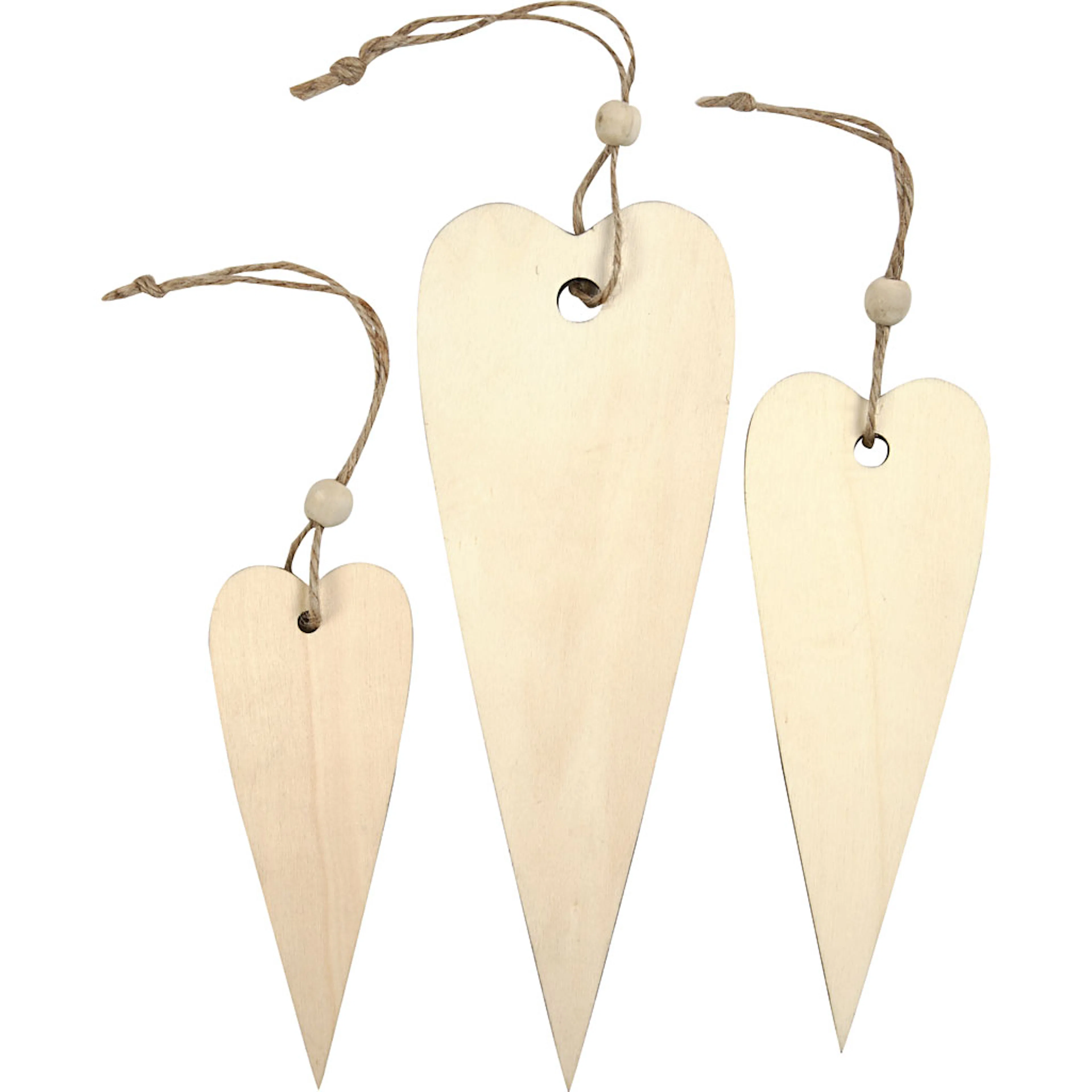 Treoppheng Creativ Company Hjerte H 12+16+20 cm Tykkelse 5 mm 3 stk/1 Pk