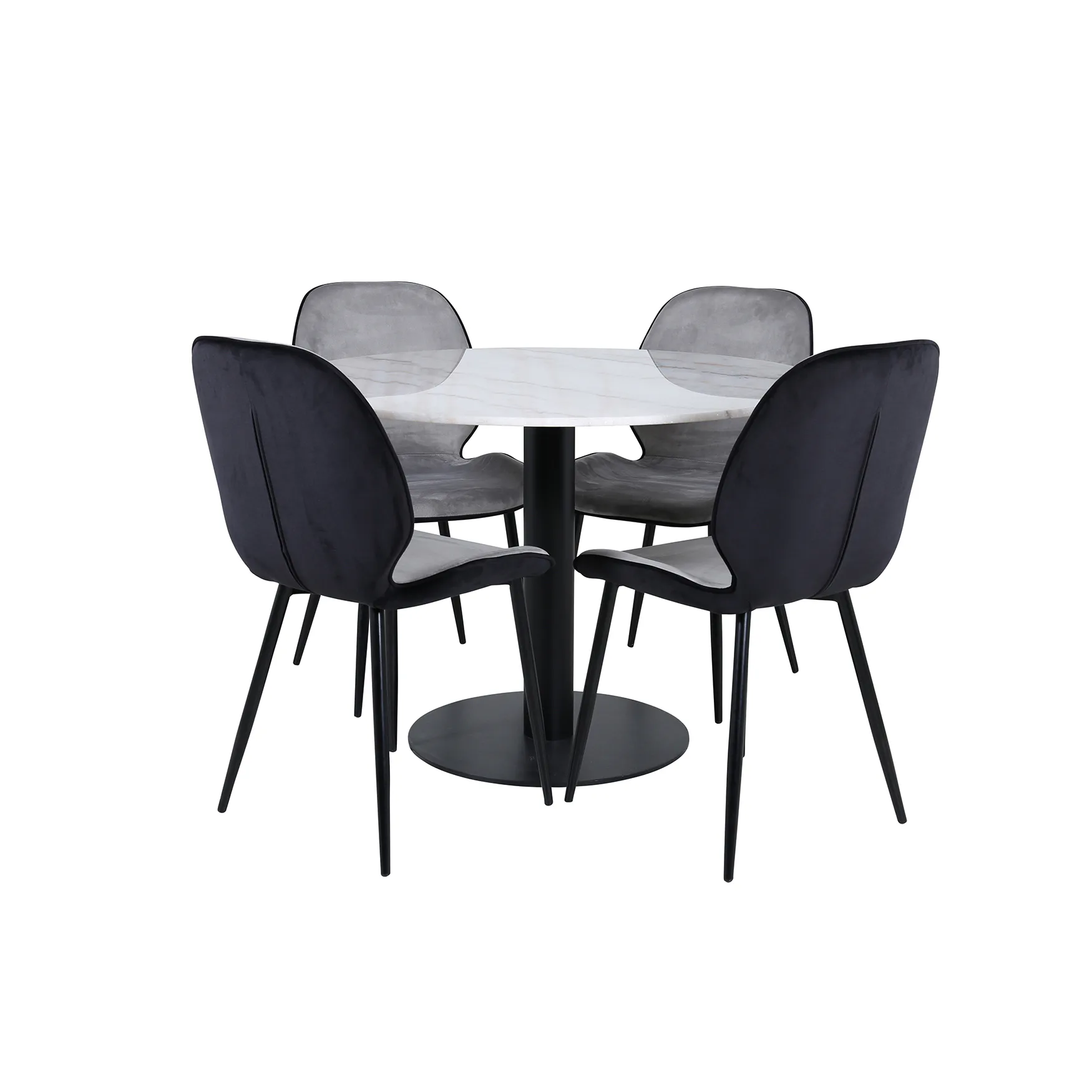 Spisegruppe Venture Home Estelle Ø106 cm med 4 Emma Stoler
