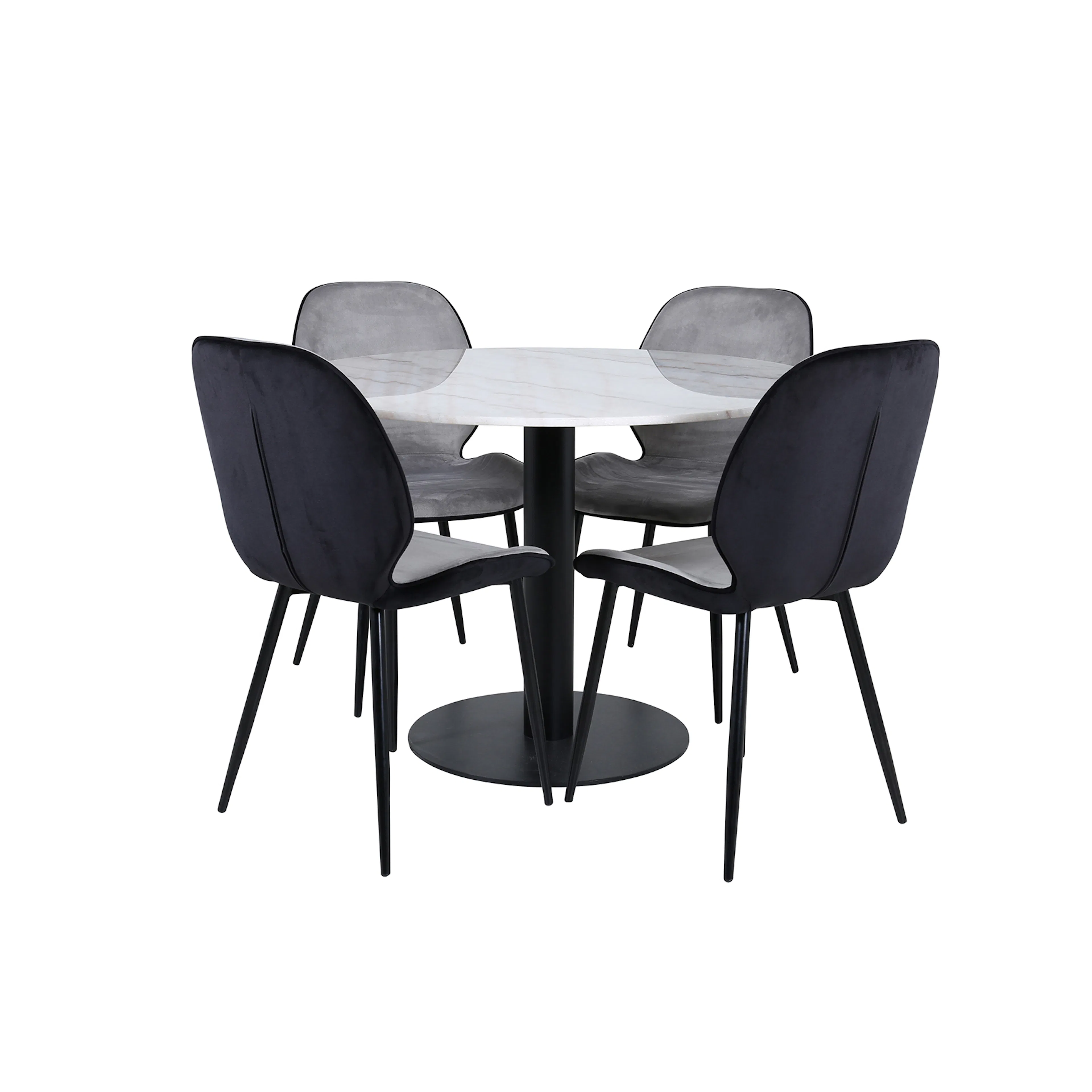 Spisegruppe Venture Home Estelle Ø106 cm med 4 Emma Stoler