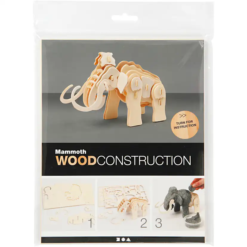Konstruksjonsfigur Creativ Company 3D Mammut Str 19x8,5x11 cm 1 stk