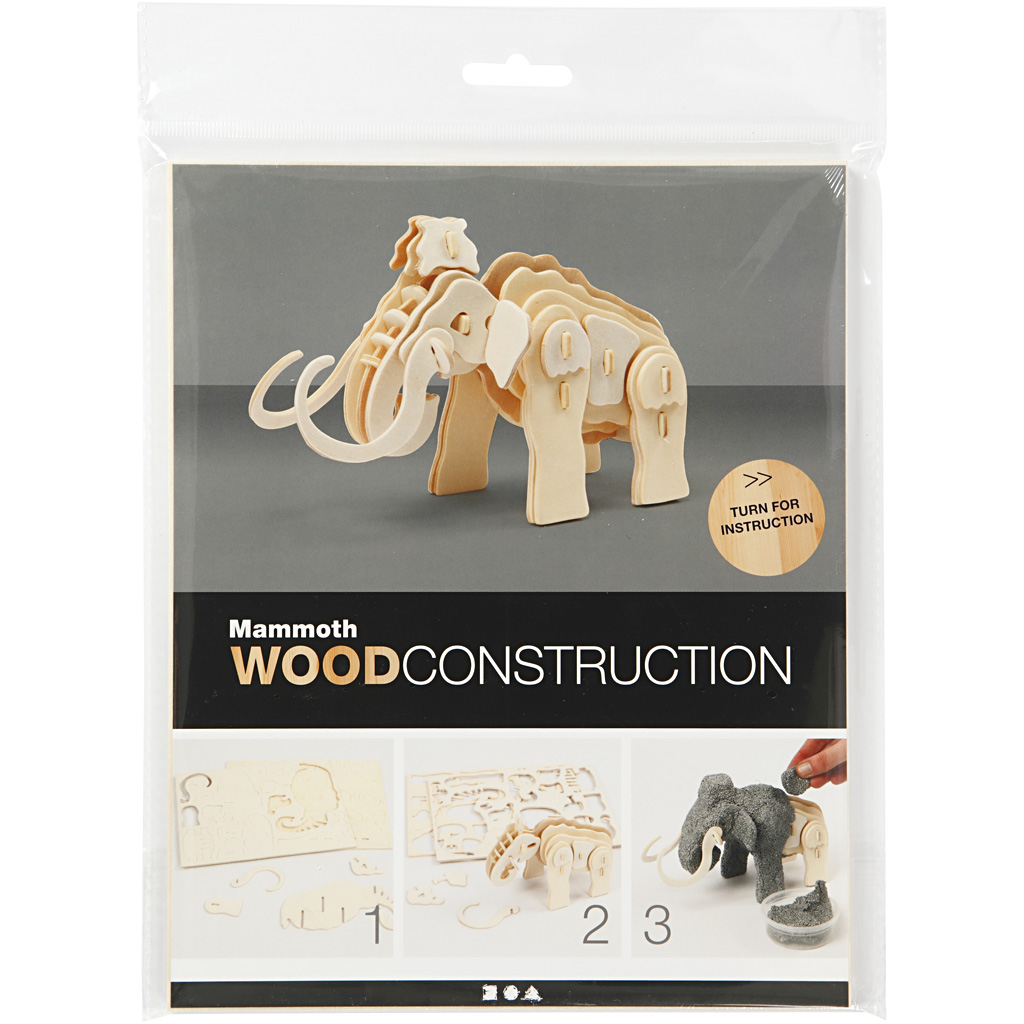 Konstruksjonsfigur Creativ Company 3D Mammut Str 19x8,5x11 cm 1 stk