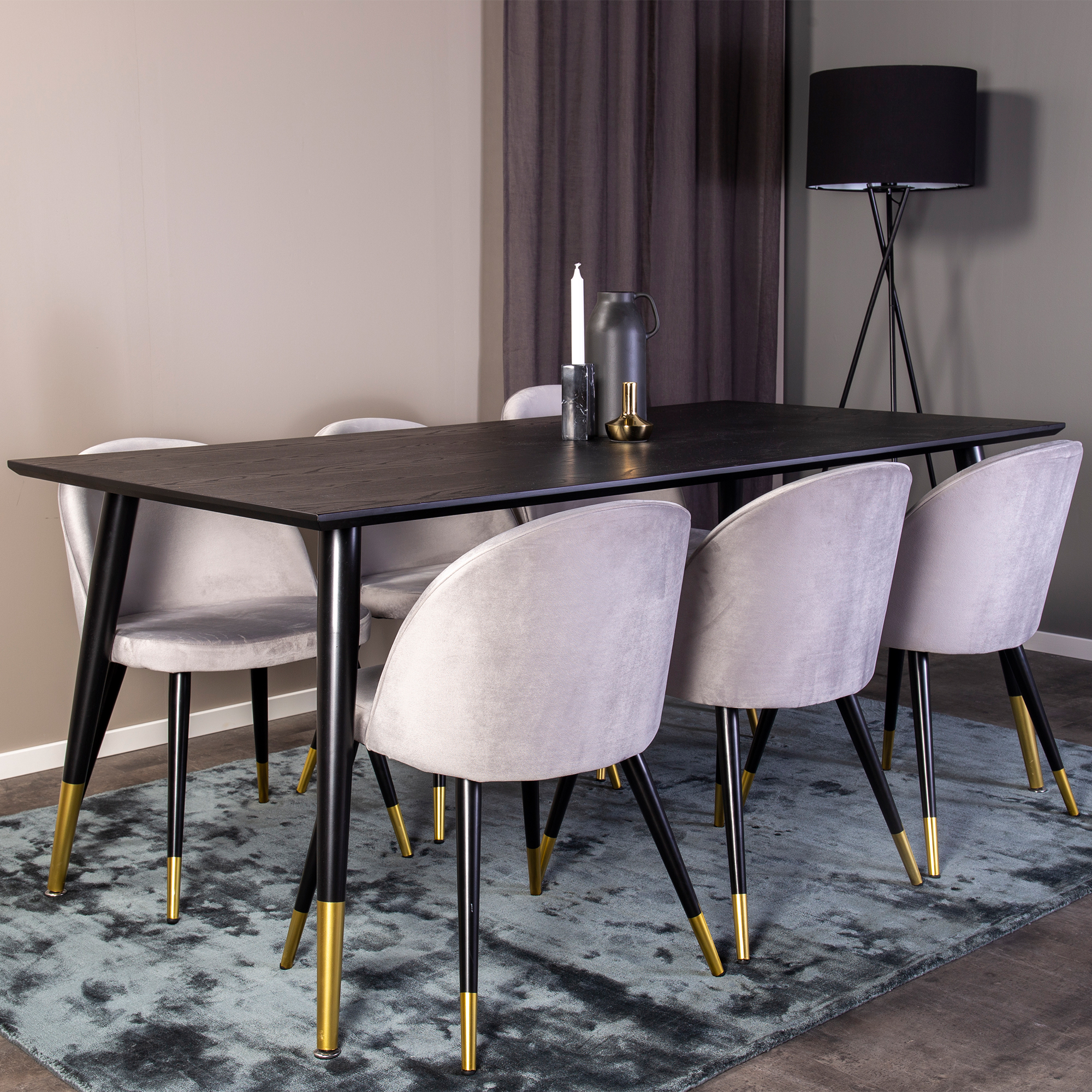 Spisegruppe Venture Home Dipp med 6 Velvet Stoler