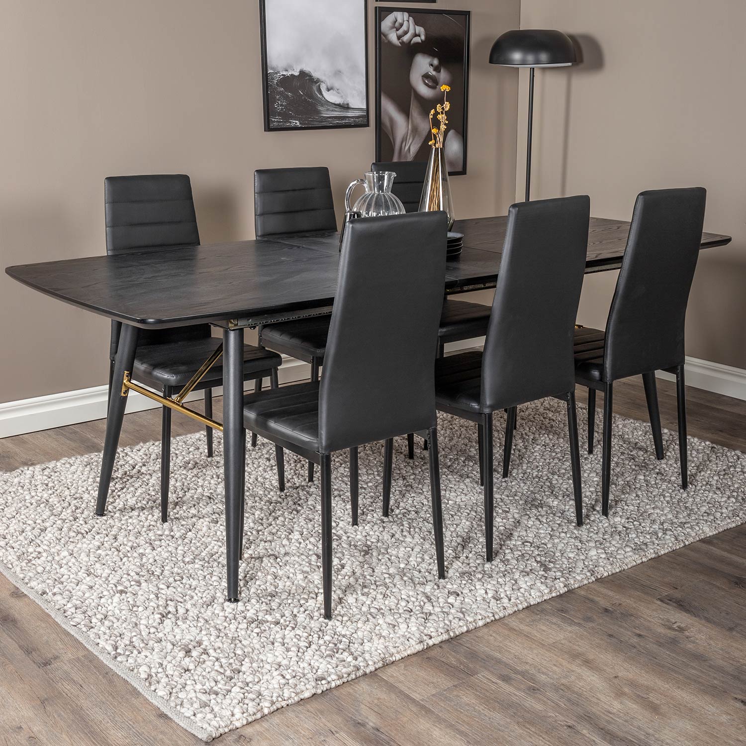 Spisegruppe Venture Home Gold med 6 Slim Stoler