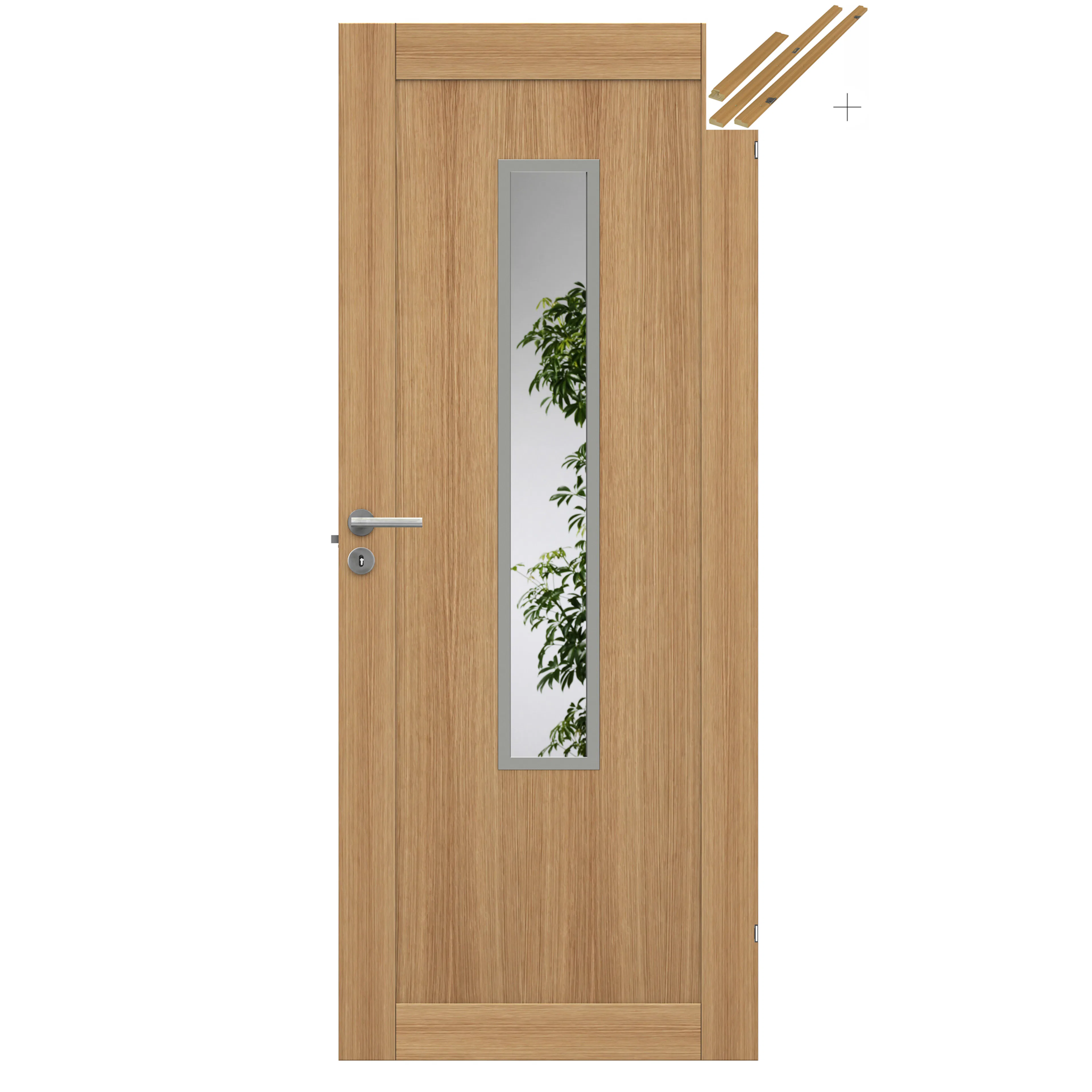 DØRBL UNIQUE 01L GWA 1120 9X21 EIK med Karmsett BxH: 90x210 (dørbladmål: 82,5x204), Eik