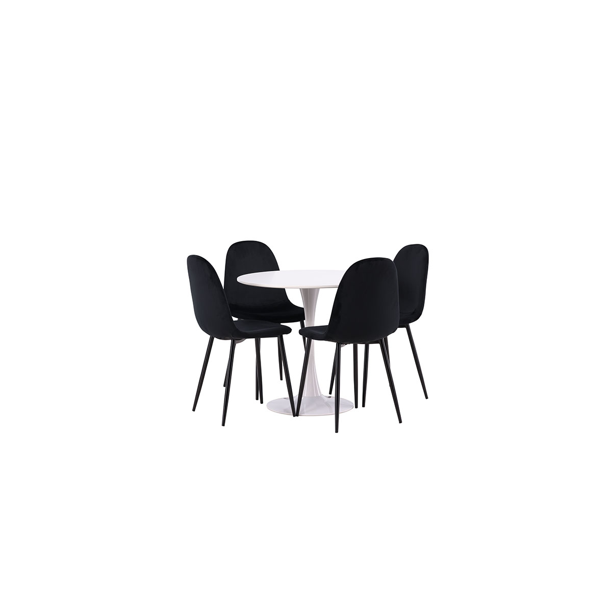 Spisegruppe Venture Home Hamden Ø80 cm med 4 Polar Fløyel Stoler