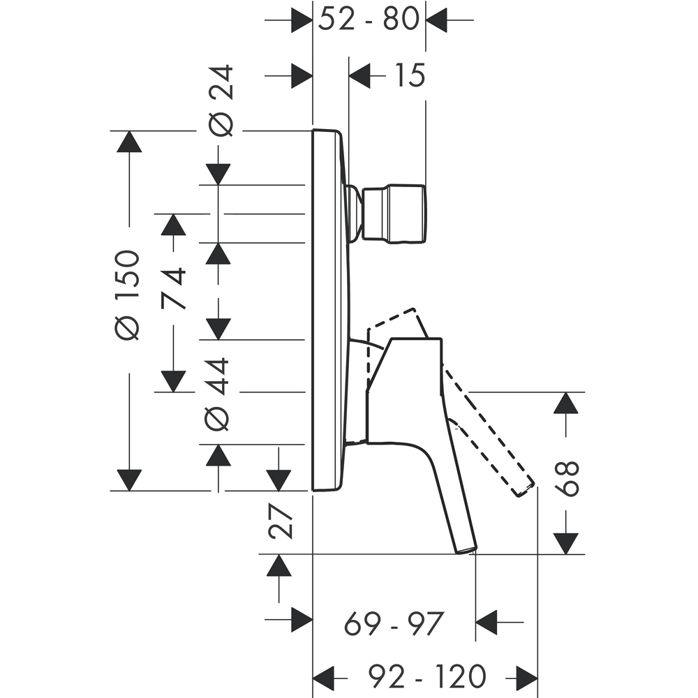 Badekarbatteri Hansgrohe Talis S for Innbygning