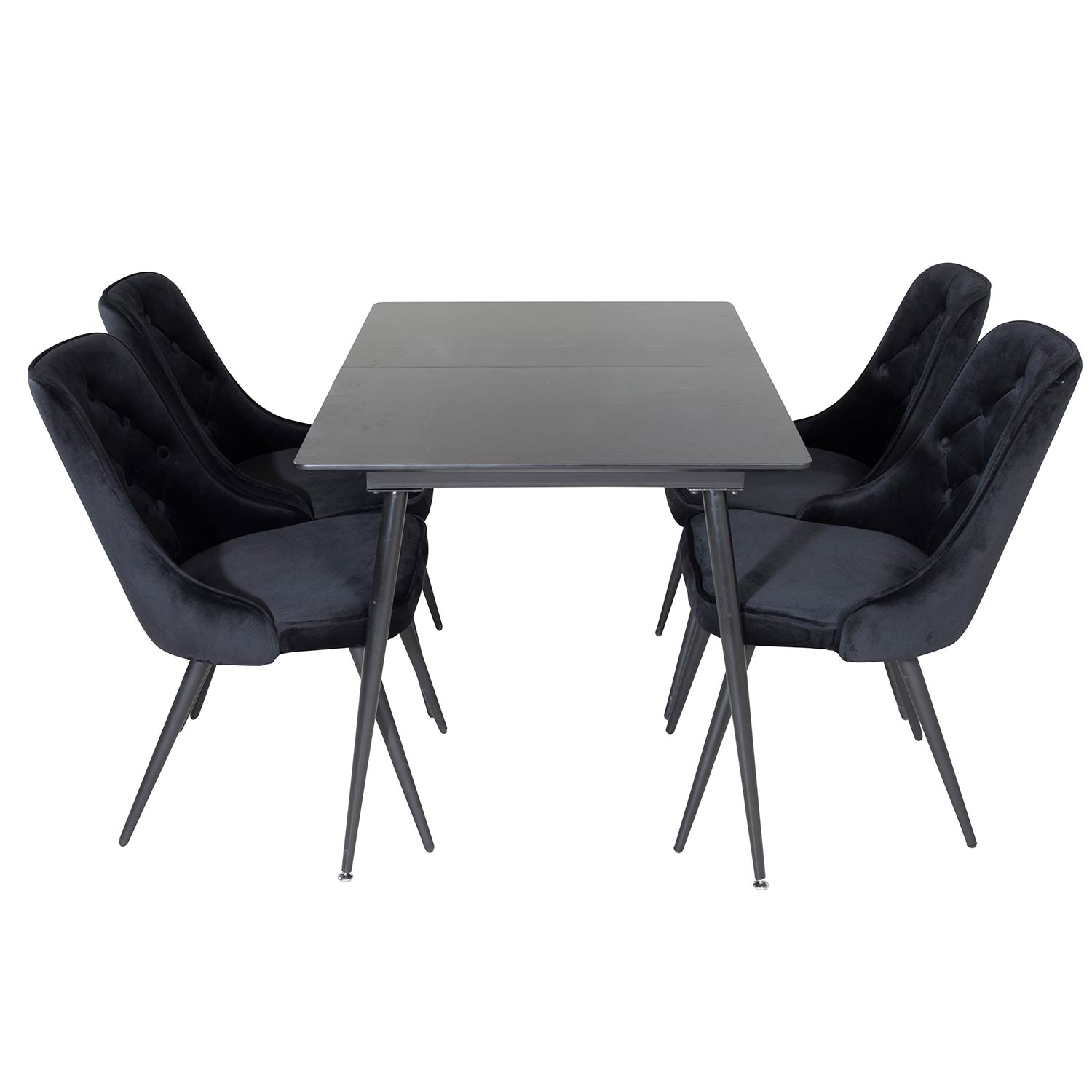 Spisegruppe Venture Home Silvia med Innleggsplate og 4 Vera Stoler Fløyel