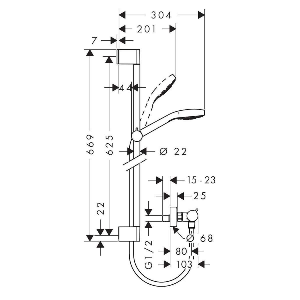 Dusjsett Hansgrohe Croma Select E Vario Kombipakke