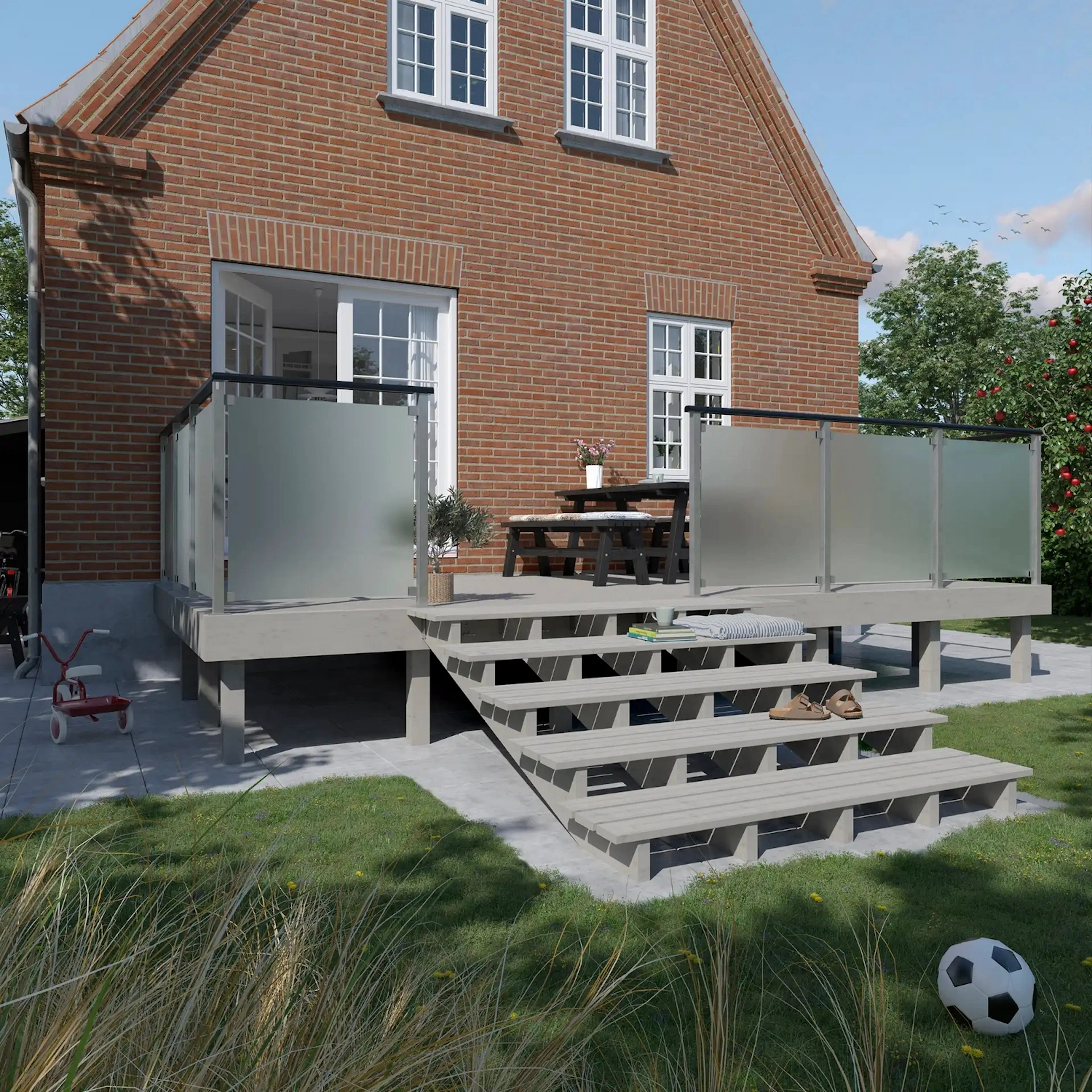 Terrassetrapp PLUS Trinndybde 39 cm B180