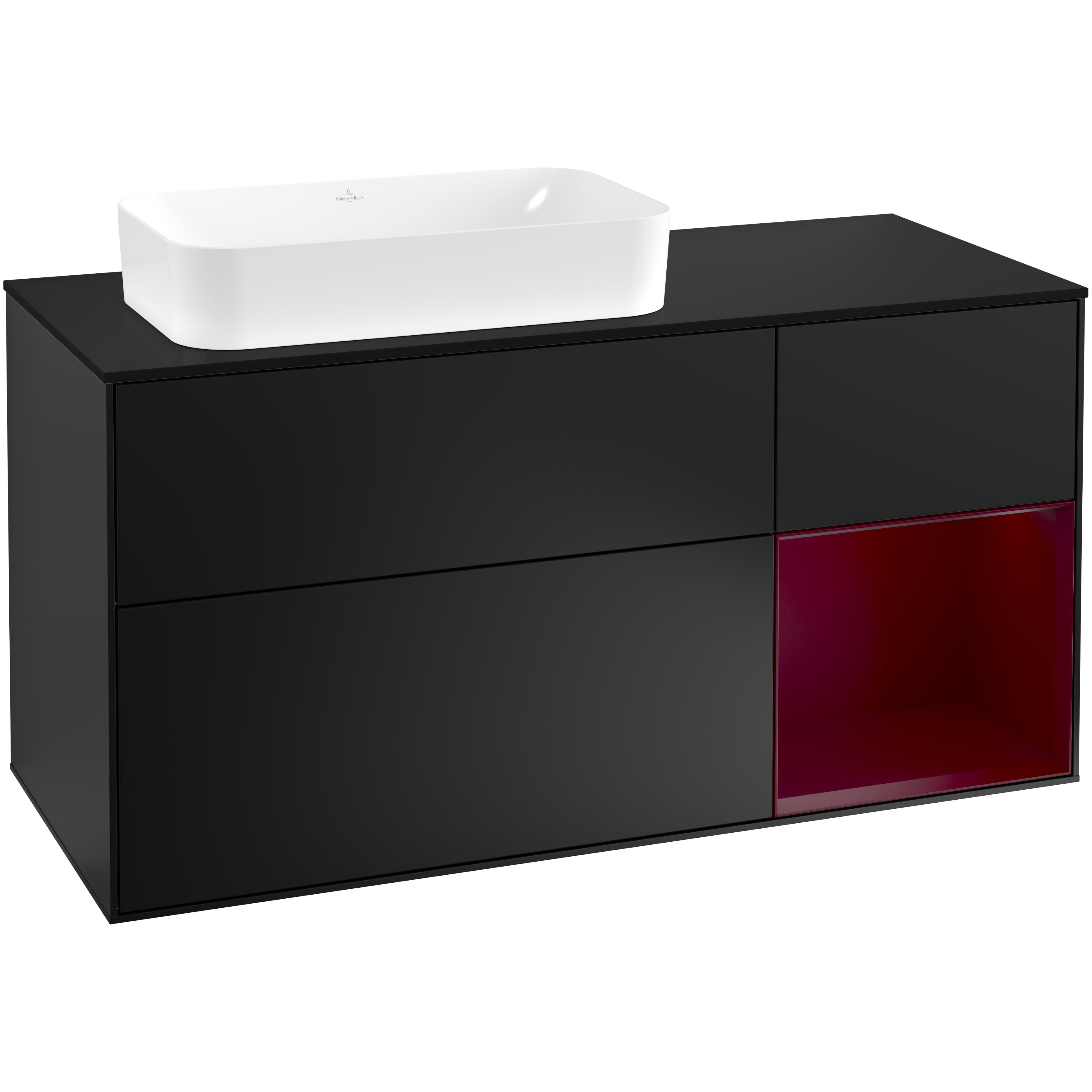 Tvättställsskåp Villeroy & Boch Finion med 3 Lådor Hylla och Bänkskiva för Ocentrerat Fristående Tvättställ