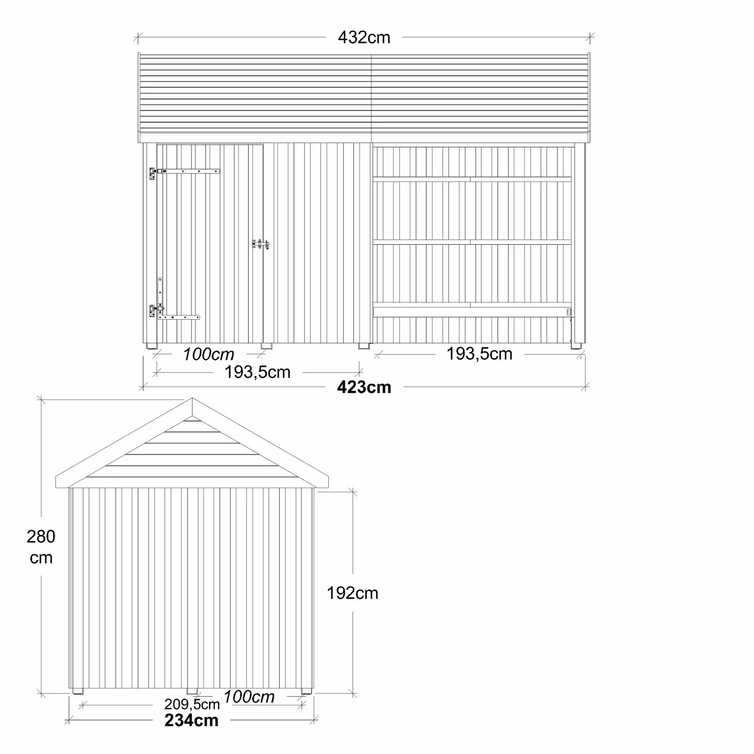 Utebod PLUS Classic Multi Hagehus 2 Moduler Enkeldør Åpen 10m2