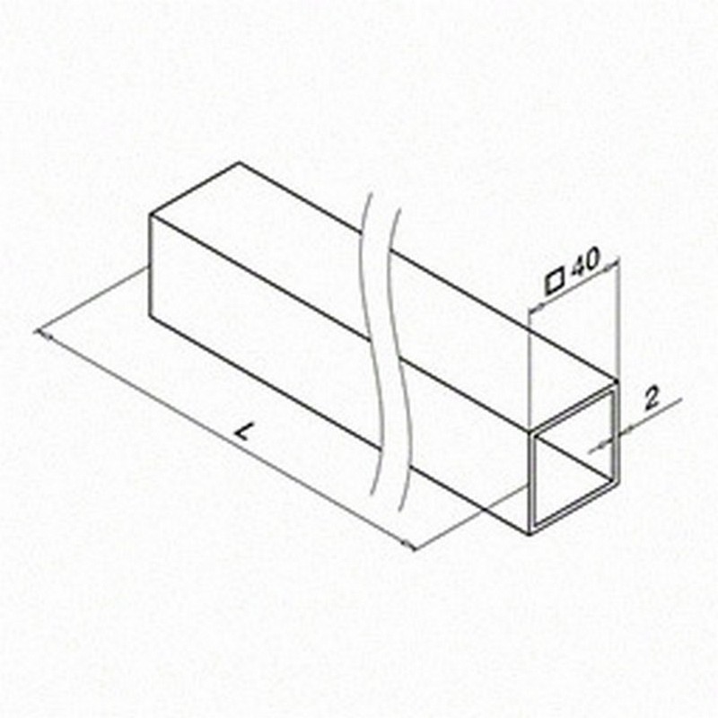 Fyrkantsrör 40x40 utomhus L2500mm Lengde: 2500 mm