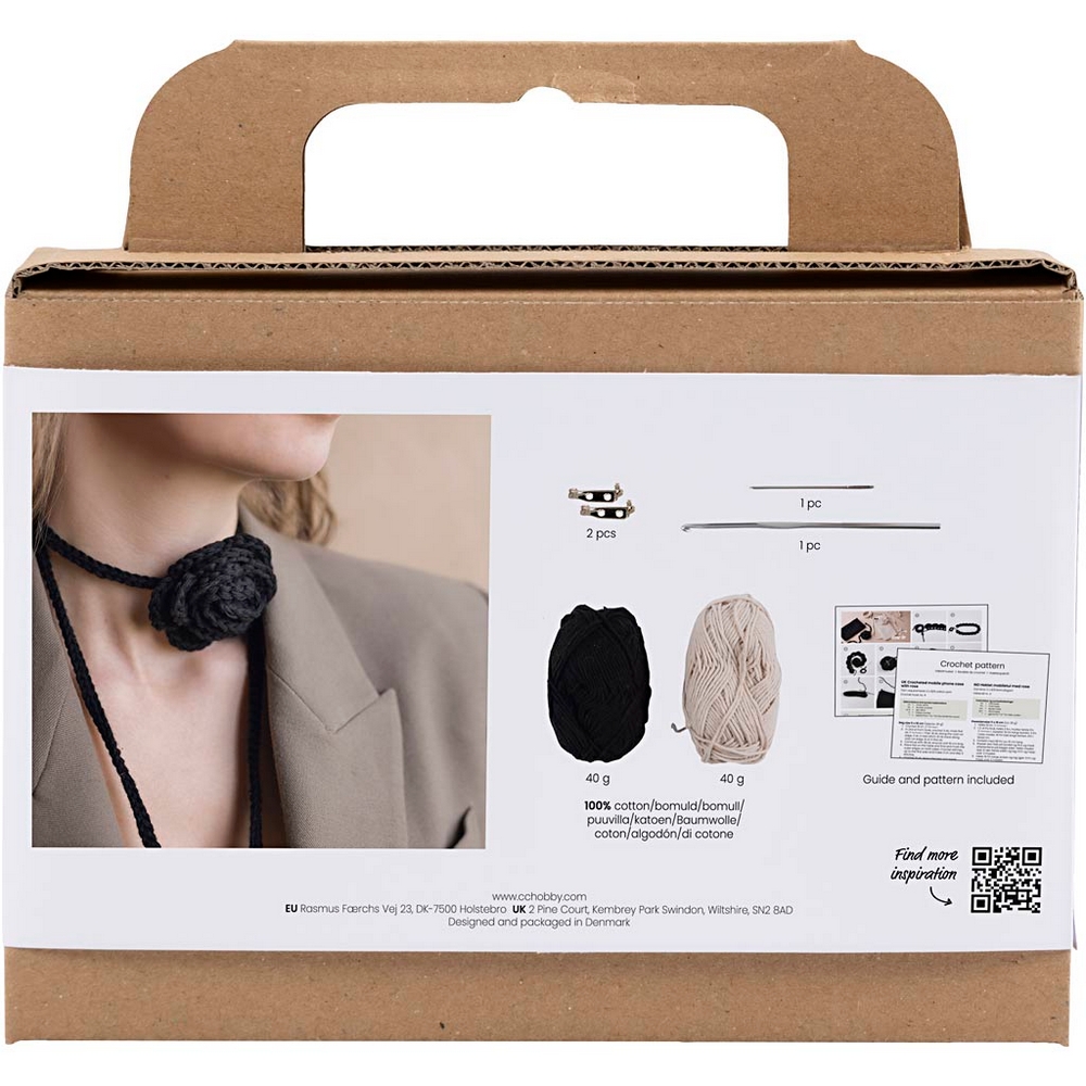 Hobbysett Creativ Company Mini DIY Kit Veske Hekling med Rose