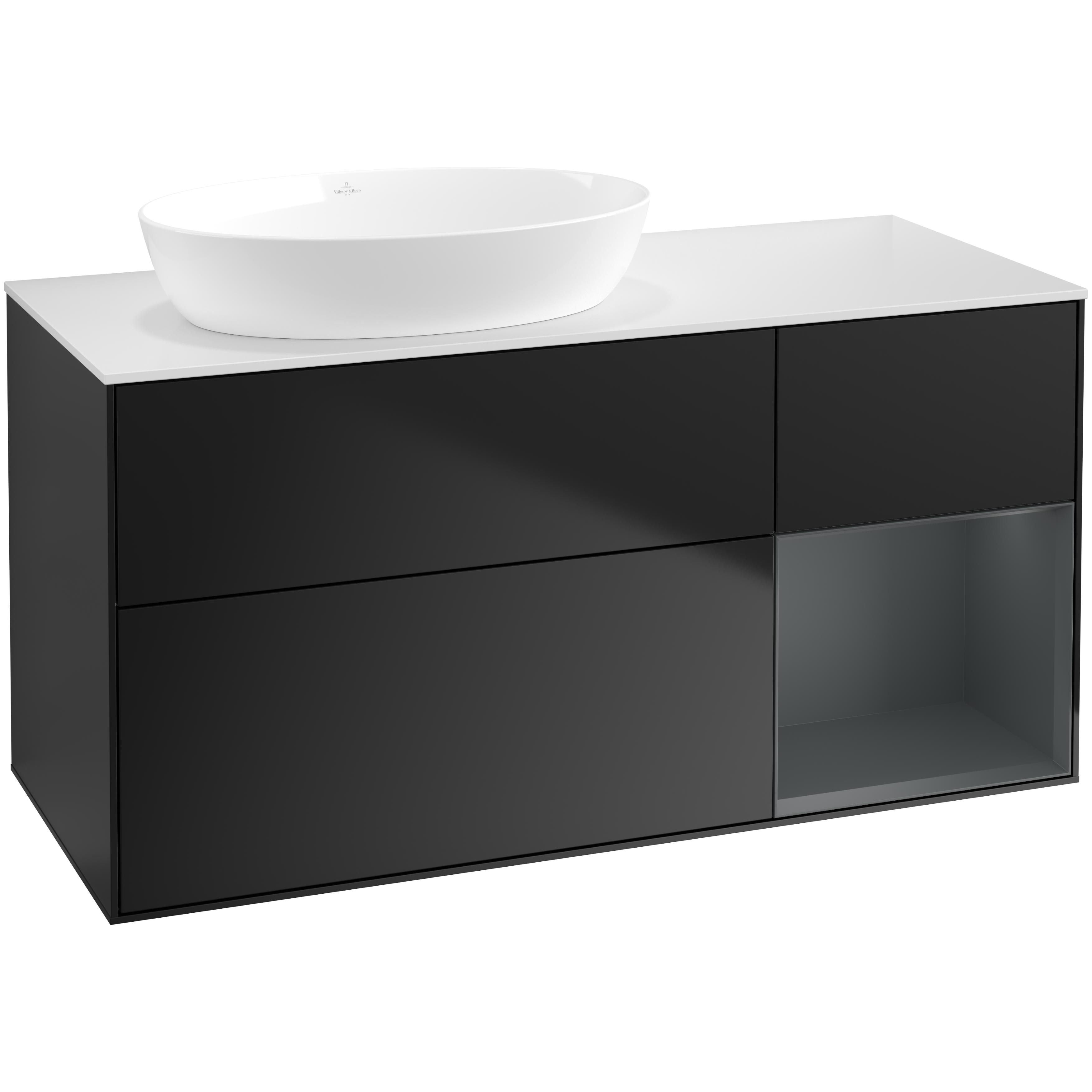Tvättställsskåp Villeroy & Boch Finion med 3 Lådor Hylla och Bänkskiva för Ocentrerat Tvättställ från Artis & Collaro
