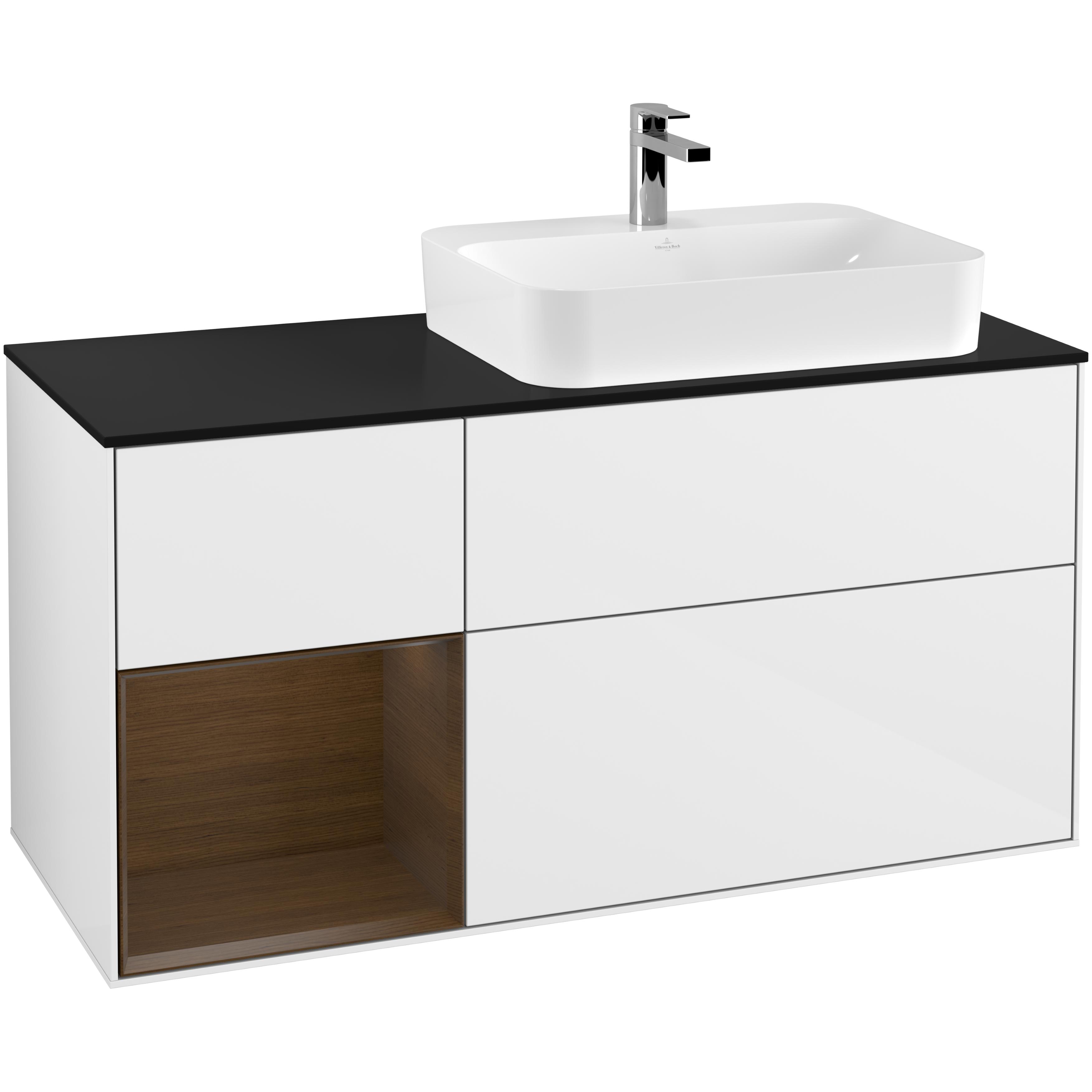Tvättställsskåp Villeroy & Boch Finion med 3 Lådor Hylla och Bänkskiva för Ocentrerat Ytmonterat Tvättställ