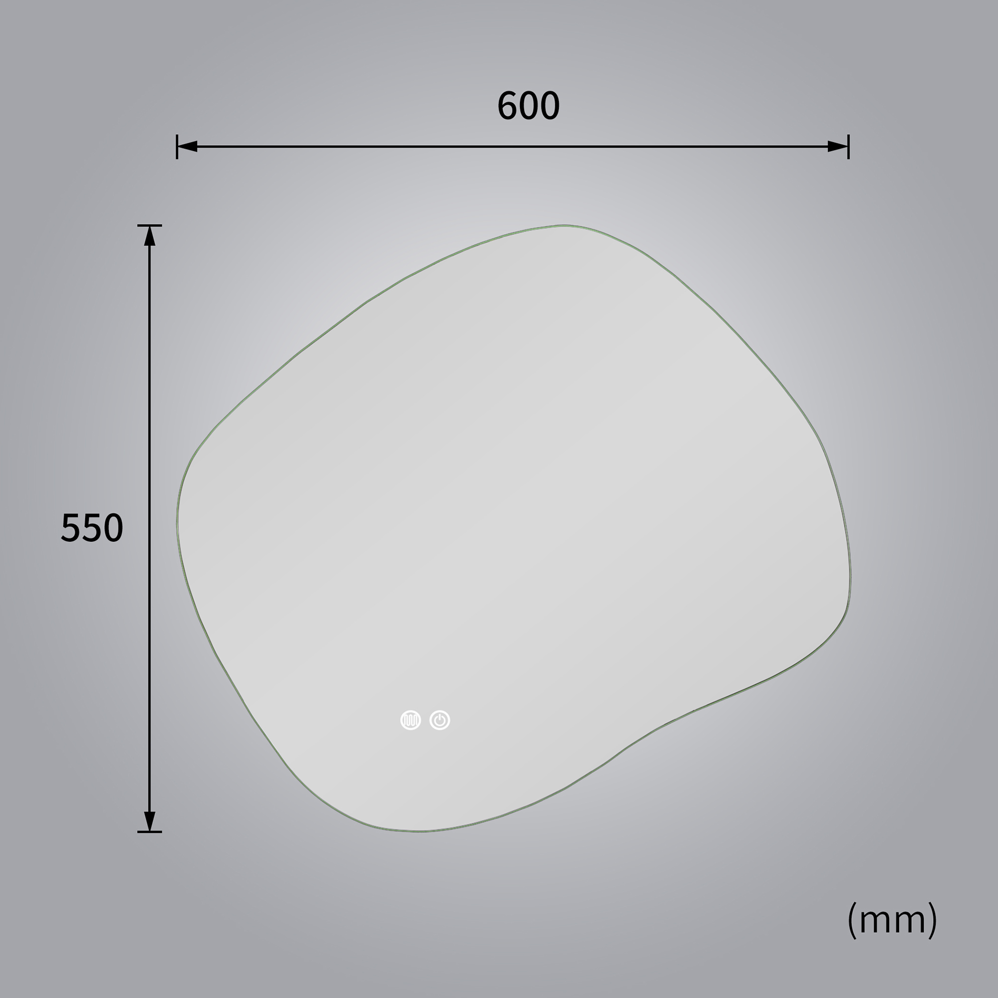 Baderomsspeil Lyfco med LED-belysning 60x55 cm