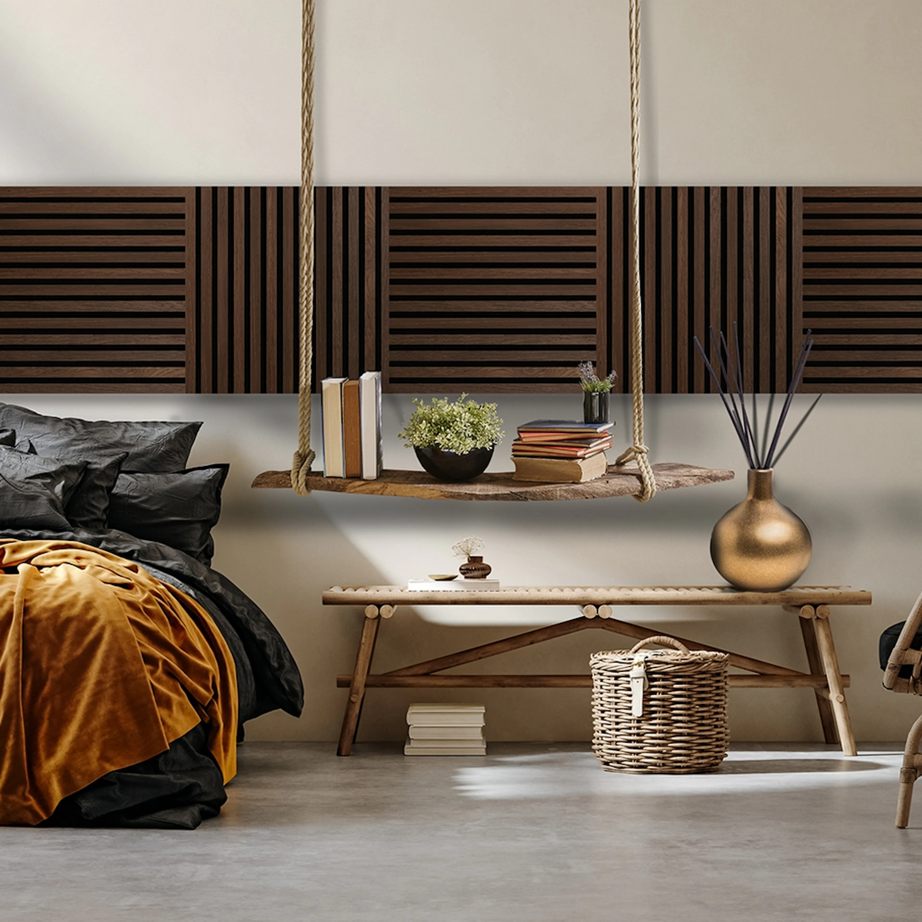 Akustikpanel SQUARE - Smoked oak 2st Sotet Eik