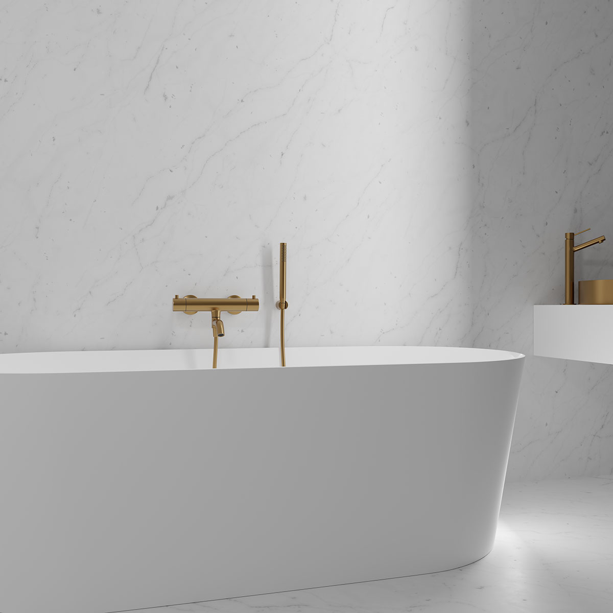 Badekarbatteri Scandtap Steel Pleasure 4 med Hånddusj