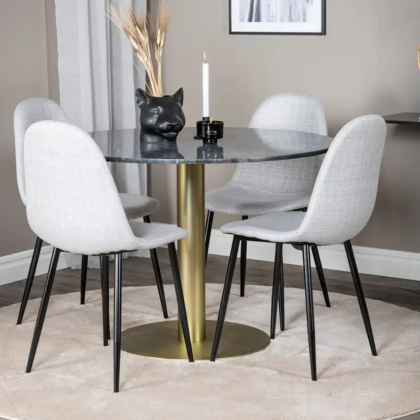 Spisegruppe Venture Home Estelle med 4 Pobbie Stoler Polyester