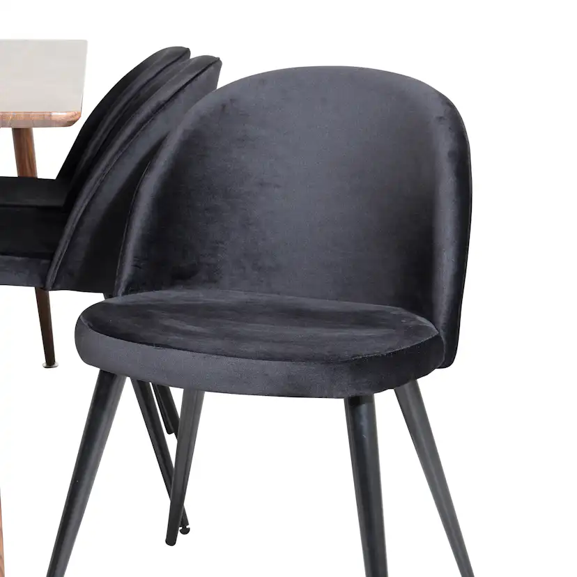 Spisegruppe Venture Home Pobbie med 6 Valentina Stoler Fløyel