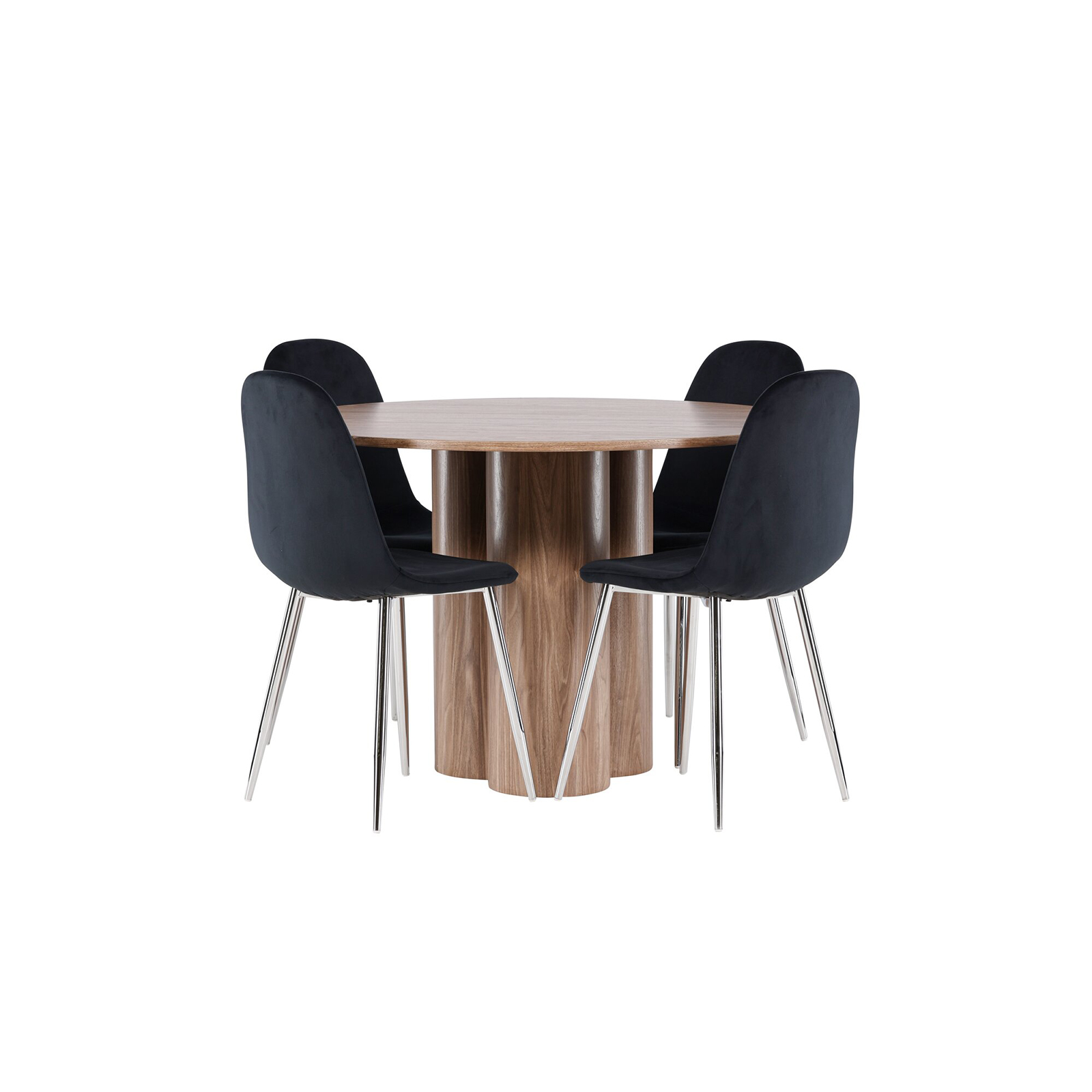 Spisegruppe Venture Home Olivia Ø110 med 4 stk Polar Stoler Fløyel
