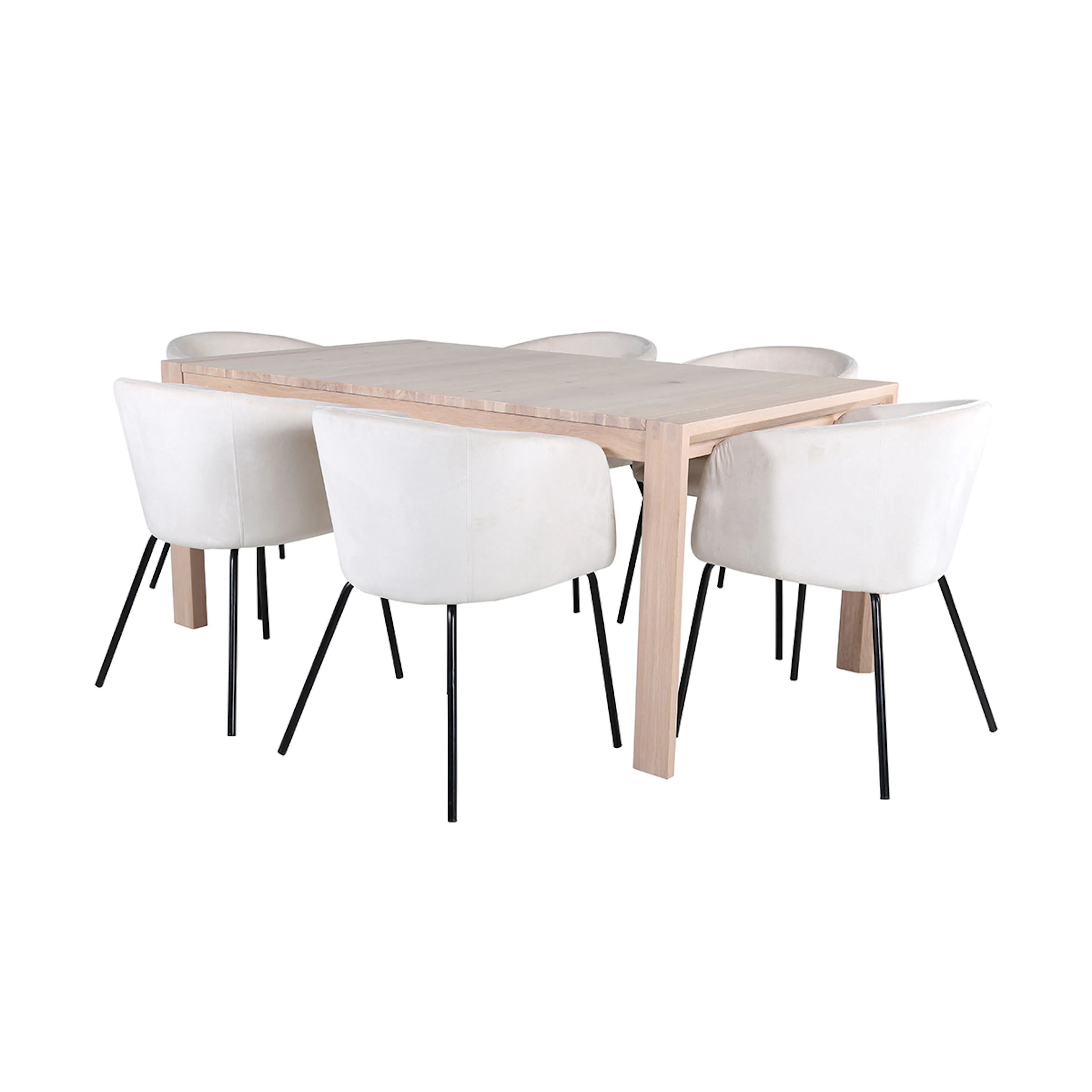 Spisegruppe Venture Home Shy med 6 Bergen Stoler Fløyel