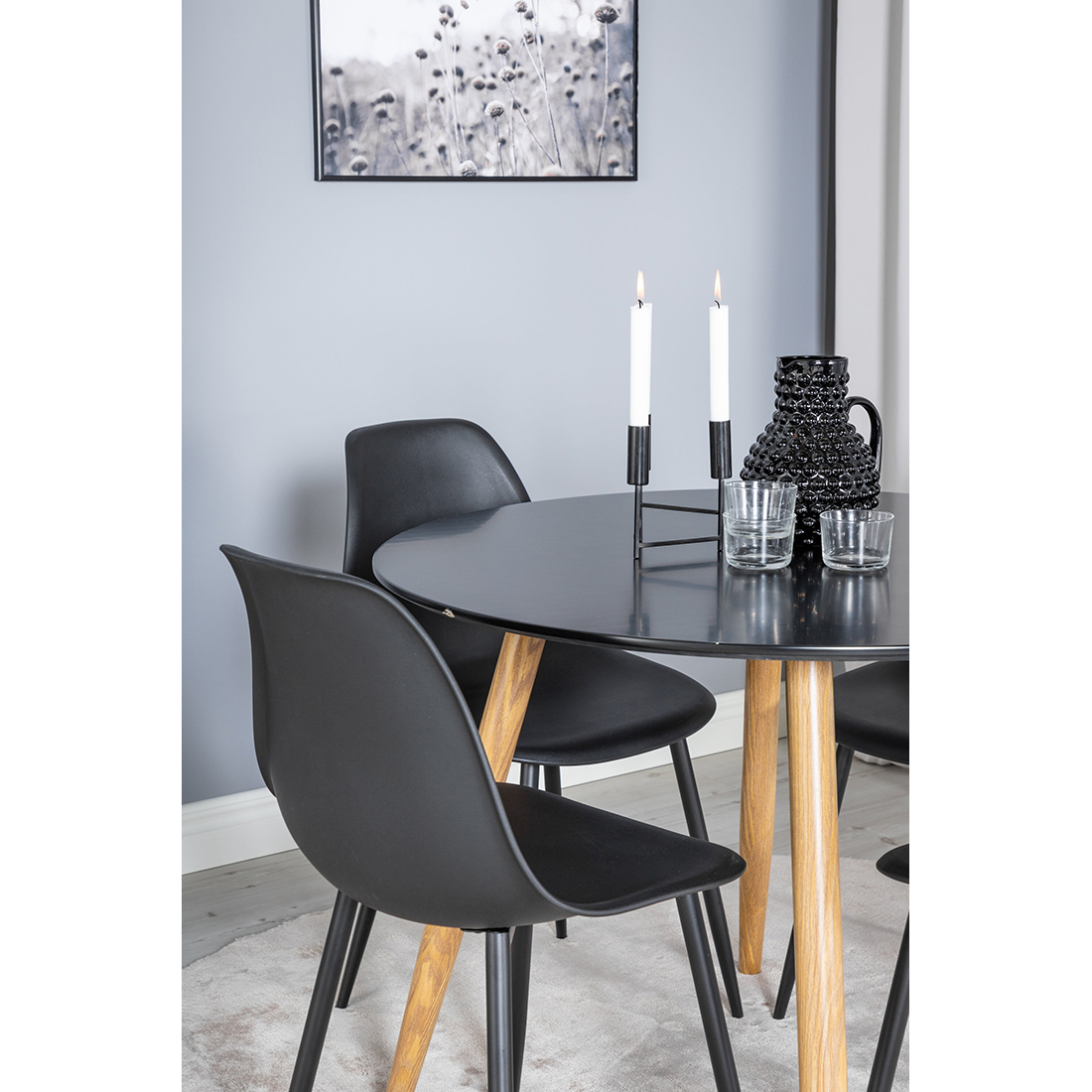 Spisegruppe Venture Home Polar Ø100 cm med 4st Plaza Spisestoler