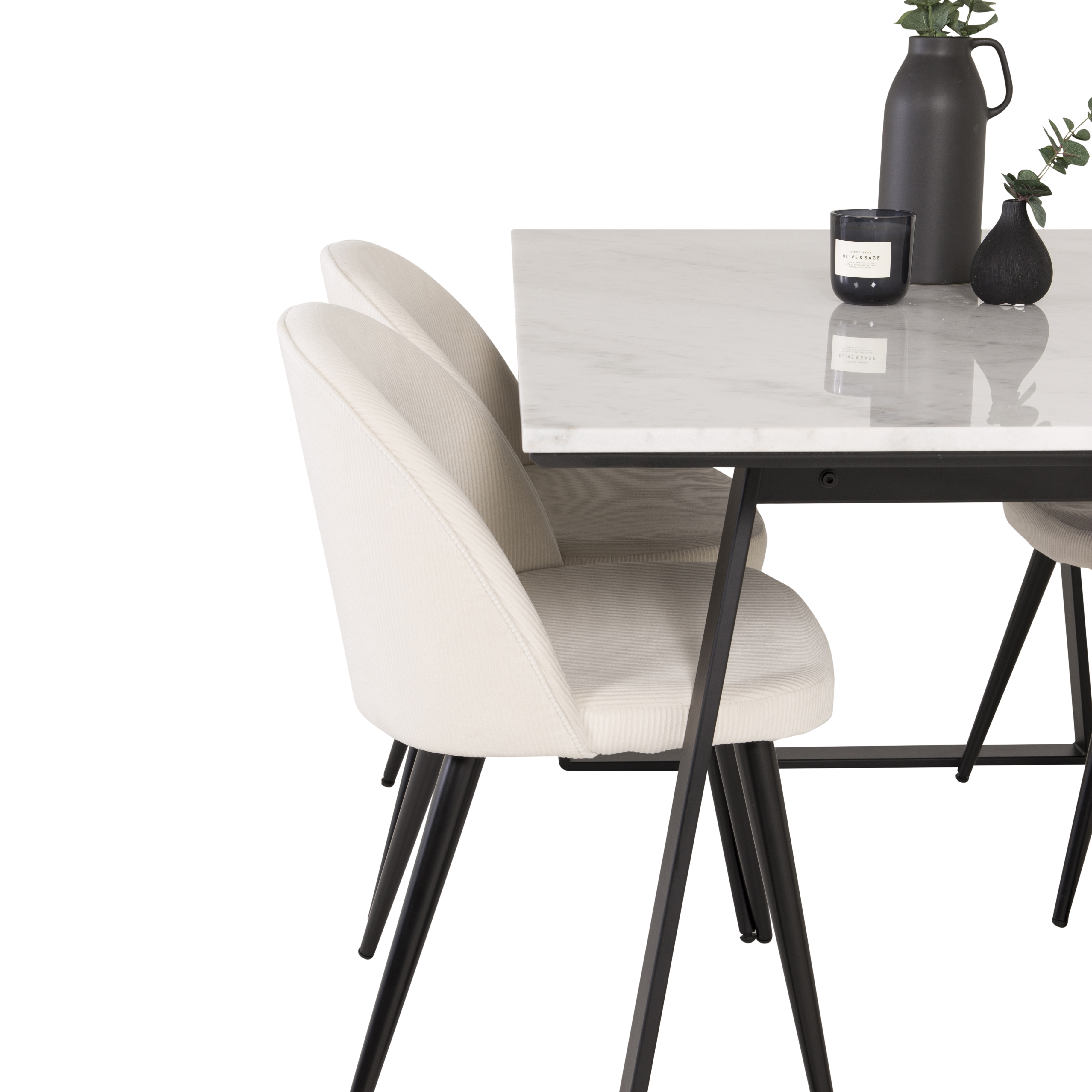 Spisegruppe Venture Home Estelle 140 med 4 Valentina Stoler ManchEstelle