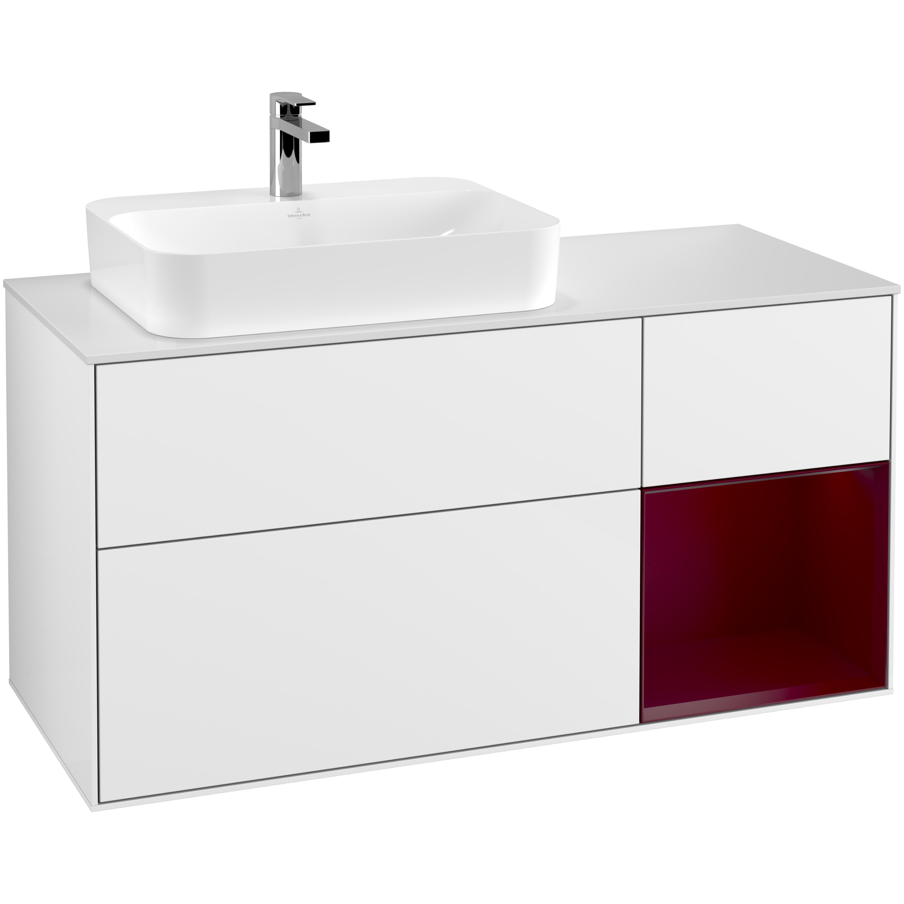 Tvättställsskåp Villeroy & Boch Finion med 3 Lådor Hylla och Bänkskiva för Ocentrerat Ytmonterat Tvättställ