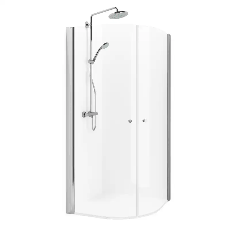 Spirit Rund 80x90 Bl Kl 800x900x1970 mm, Krom, Klart Glass med Knott