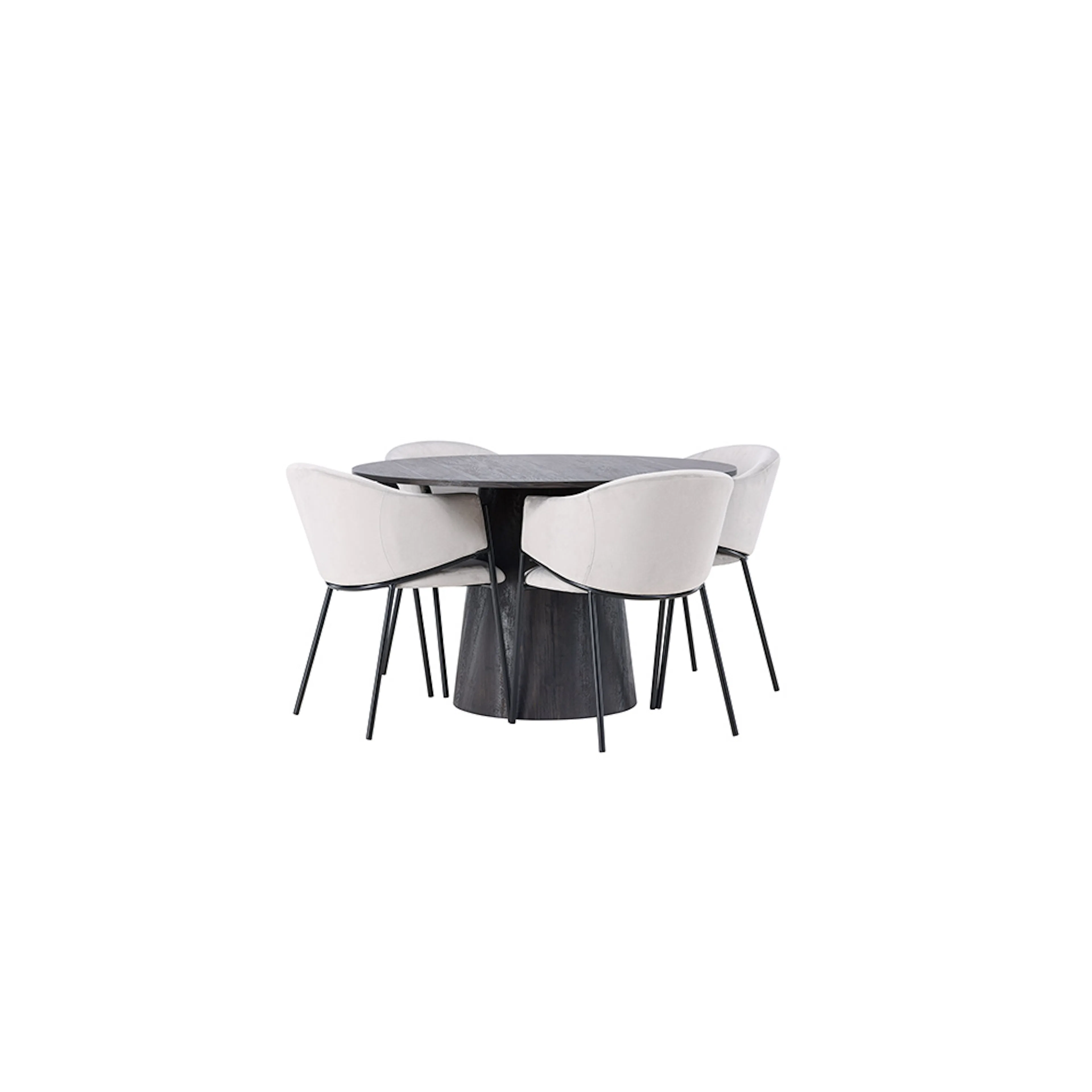 Spisegruppe Venture Home Lanzo Ø120 cm med 4 stk Evelina Stoler