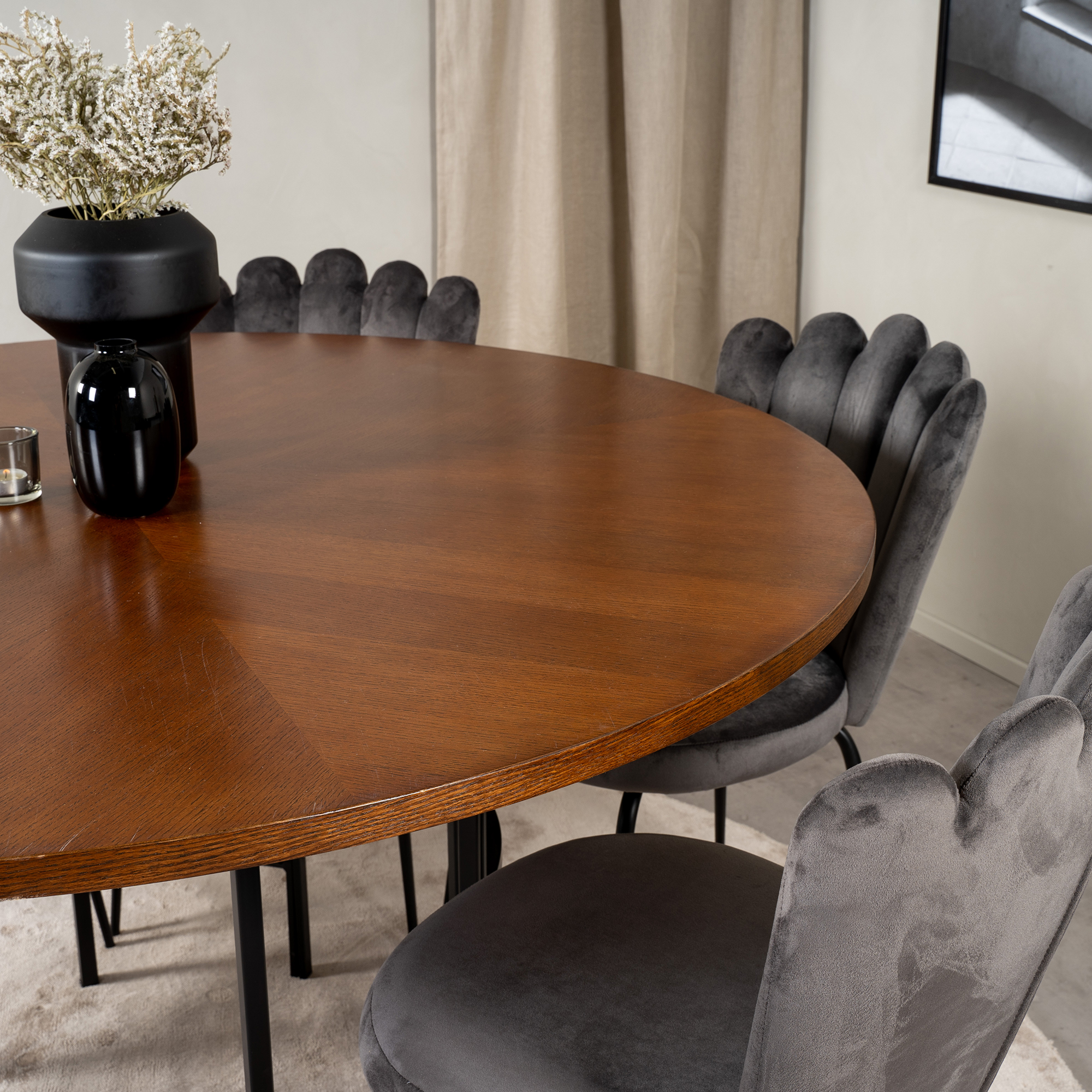Spisegruppe furniture/fashion Copenhagen med 6 Grå Limhamn Light Stoler