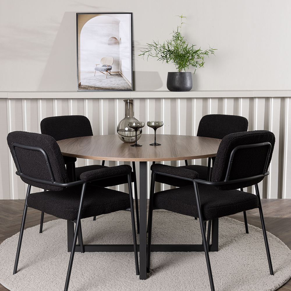 Spisegruppe Venture Home Durango Ø120 cm med 4 stk Yesterday Stoler