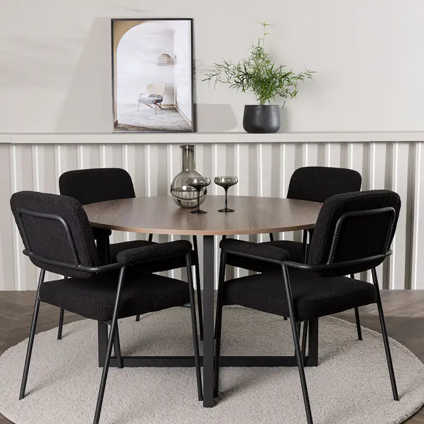 Spisegruppe Venture Home Durango Ø120 cm med 4 stk Yesterday Stoler