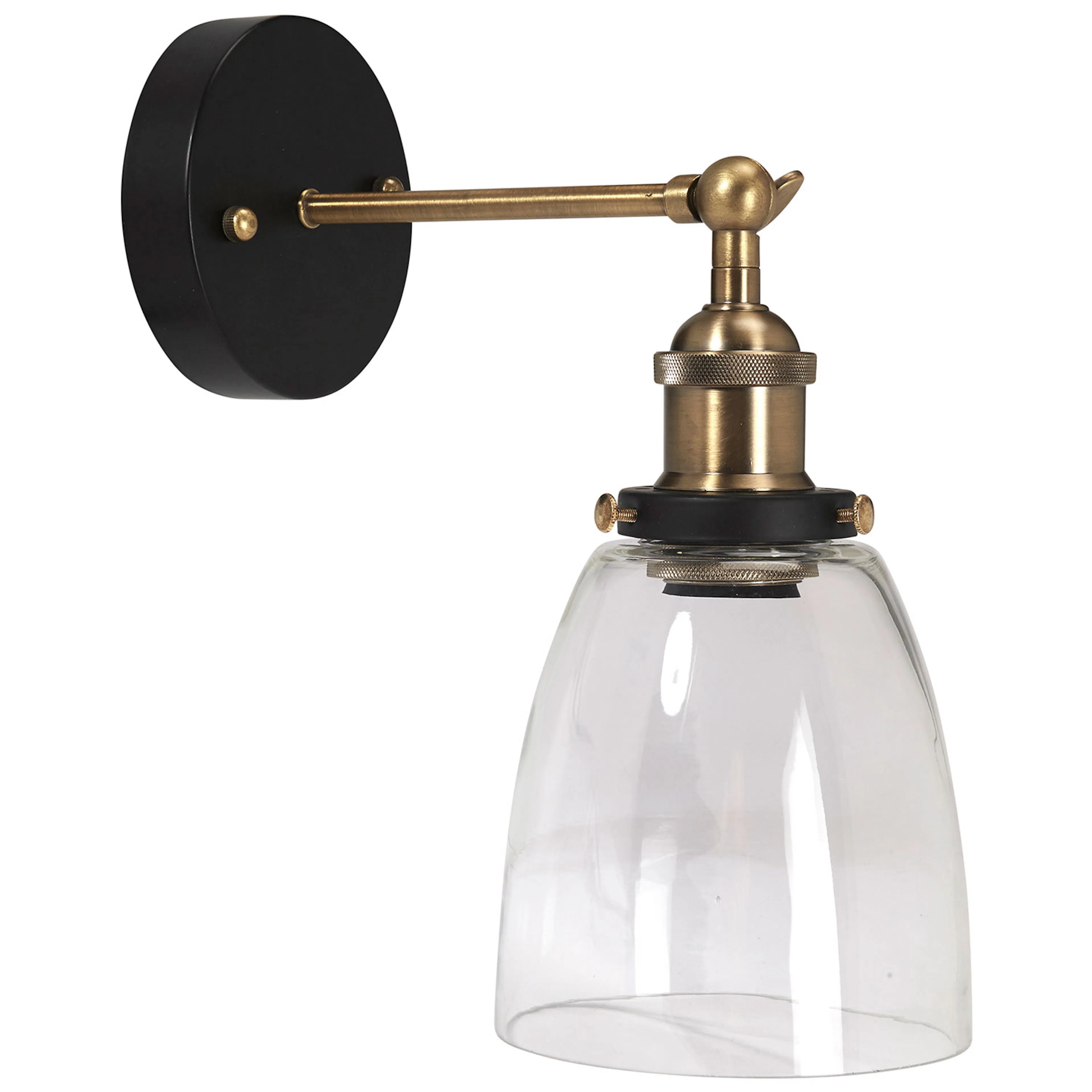 Kappa vägglampa Svart/mäss Klar 14cm Mässing/Klarglas