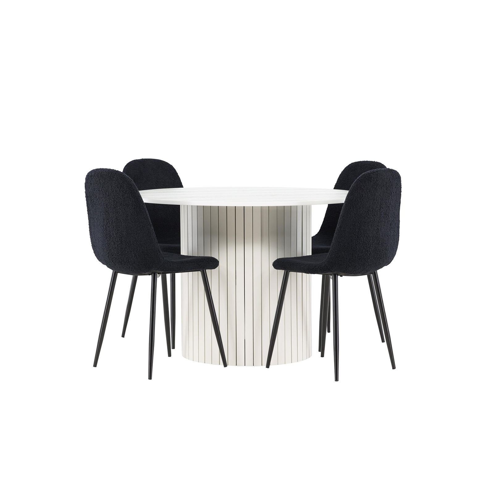Spisegruppe Venture Home Härön Ø110 med 4 stk Polar Stoler Teddy