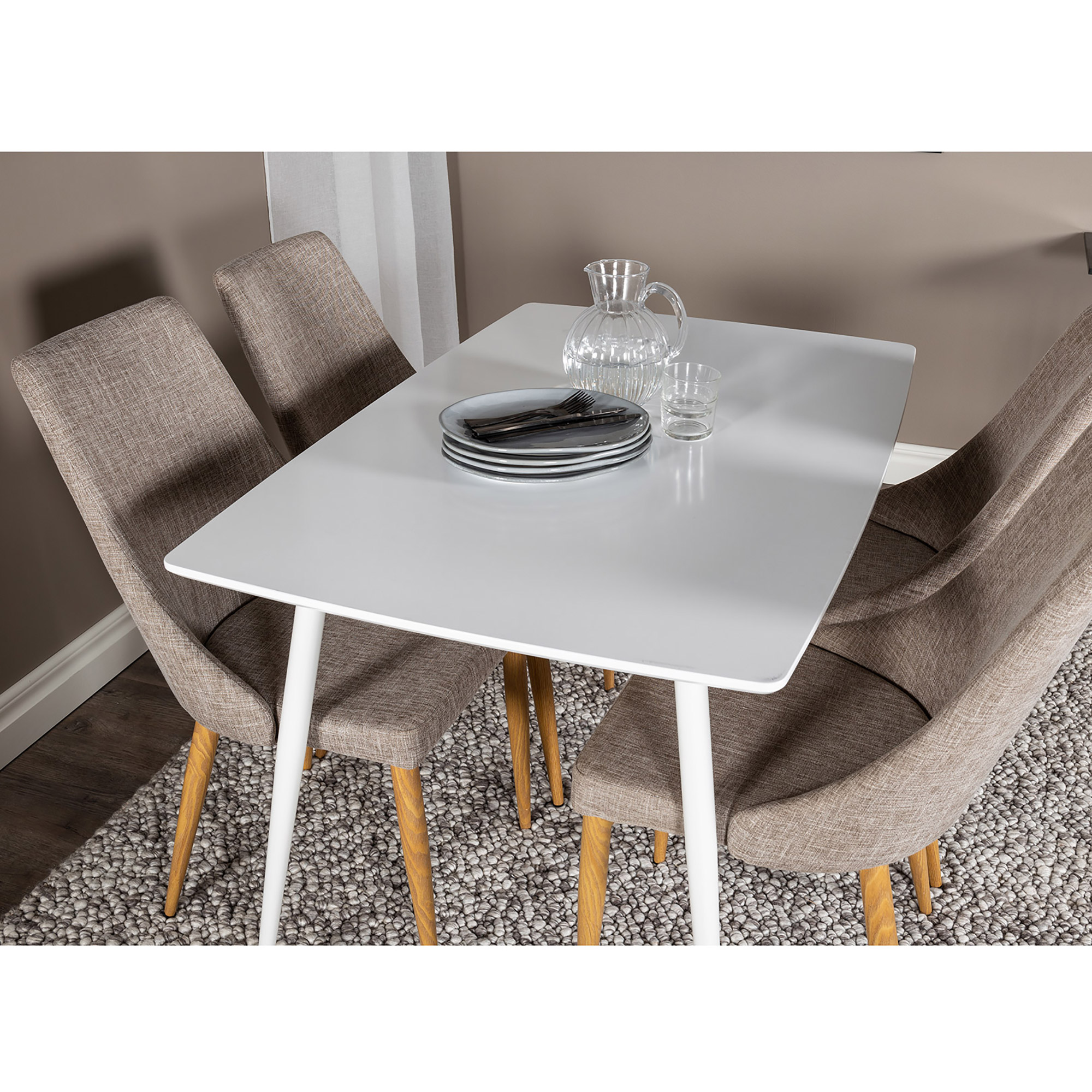 Spisegruppe Venture Home Pobbie med 4 Laura Stoler Hvit