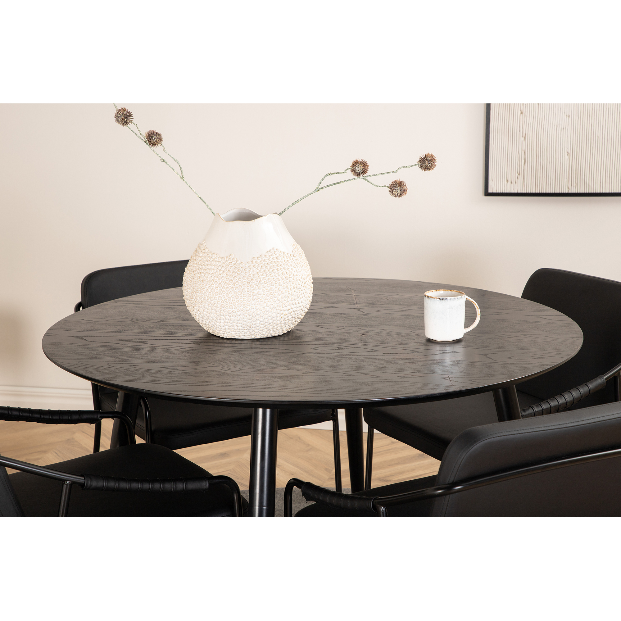 Spisegruppe Venture Home Dipp Ø115 cm med 4 Tvist Stoler