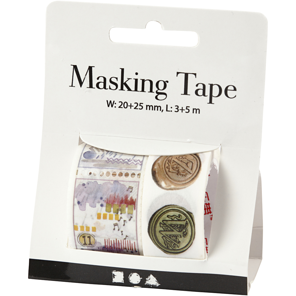 Maskeringstape Creativ Company L  3+5 m B  20+25 mm 2 Ruller/1 Pk