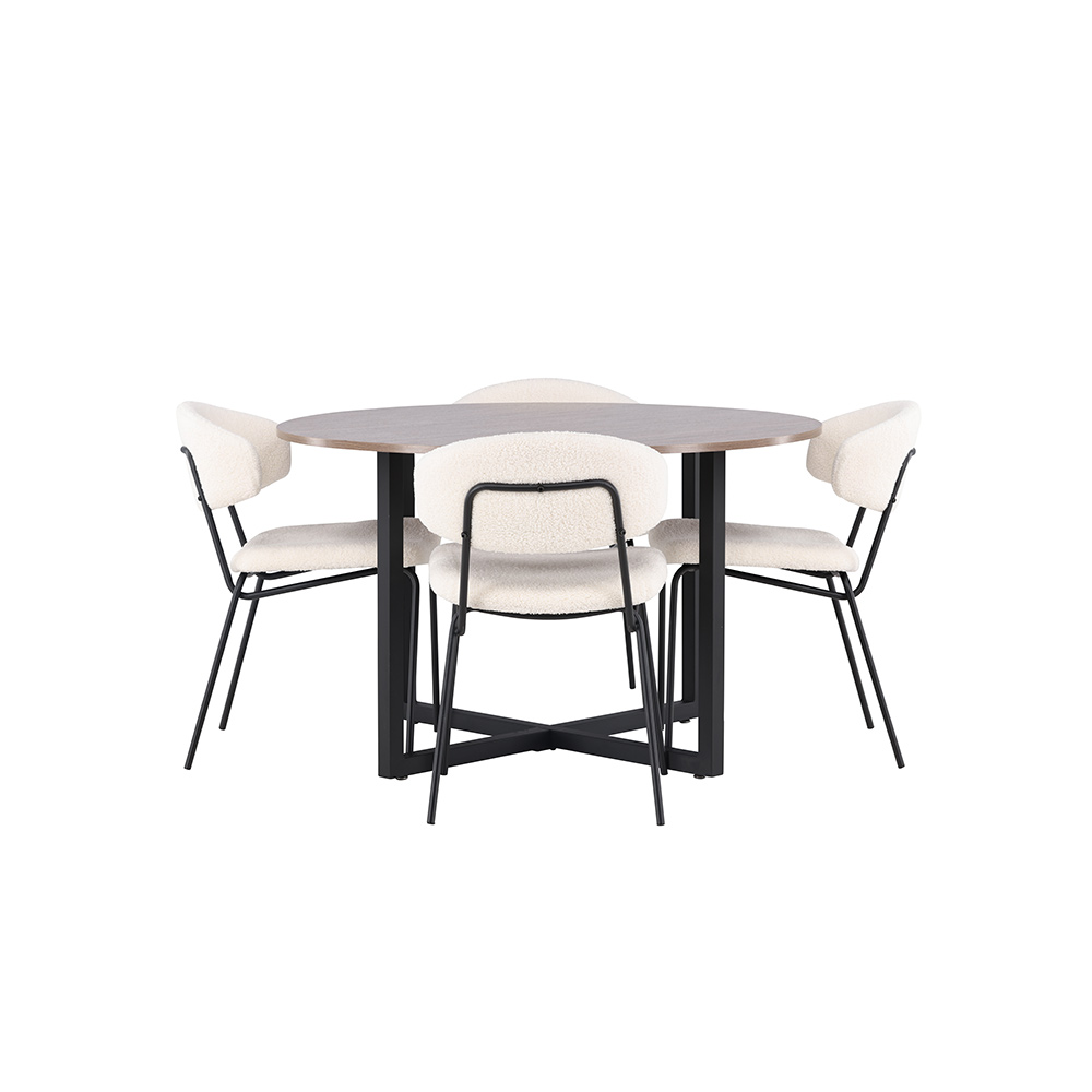 Spisegruppe Venture Home Durango Ø 120 cm med 4 Chico Stoler