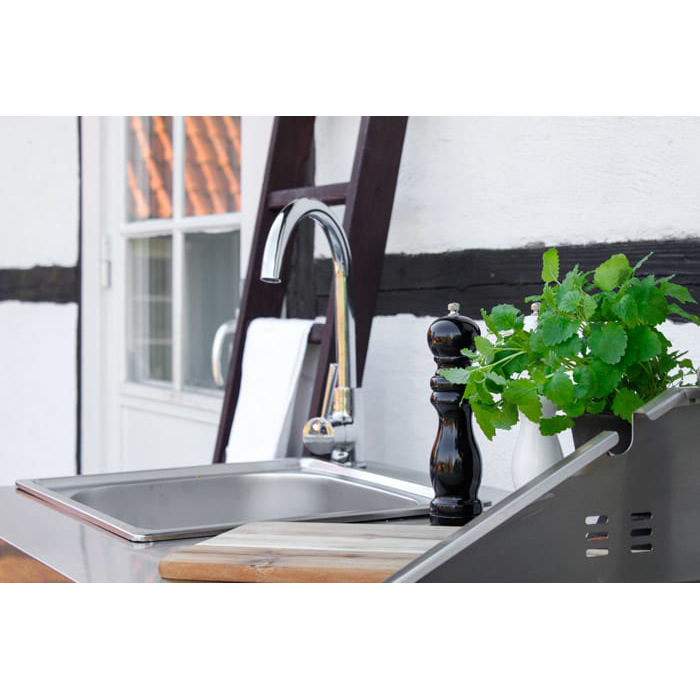 Oppvaskbenk Modul Myoutdoorkitchen Stainless Collection med Oppbevaringsskap