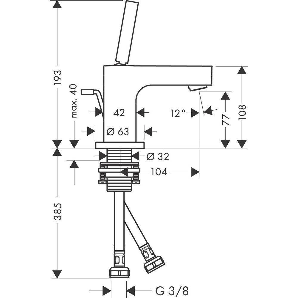 Servantbatteri Axor Citterio 80 Lav Joystick