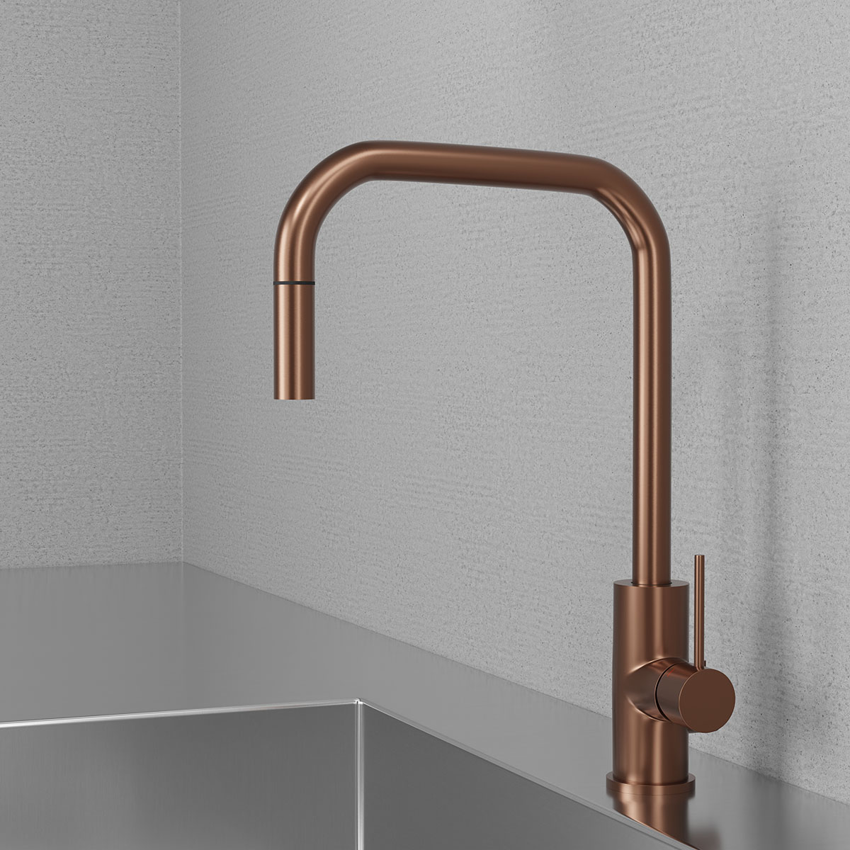 Kjøkkenbatteri Scandtap Steel Accent Square med Uttrekkbar Tut