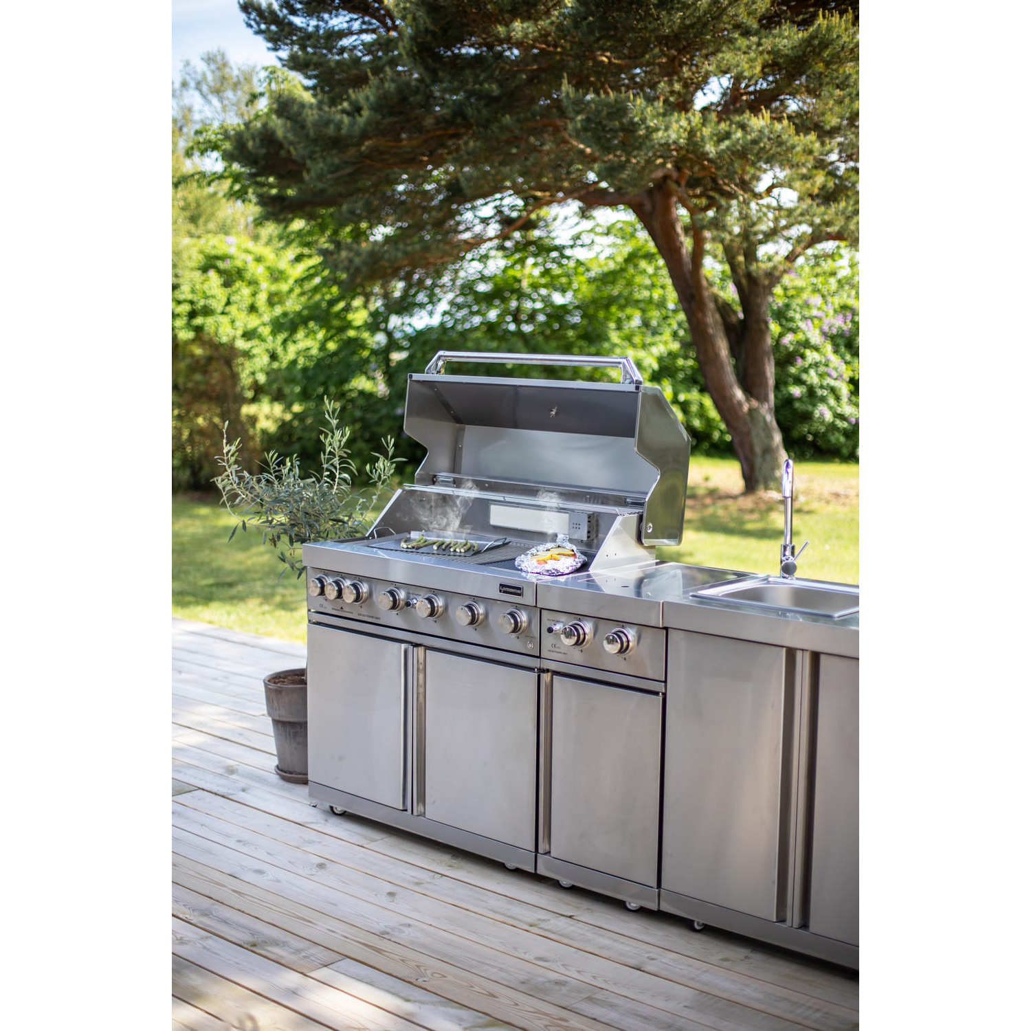 Frittstående Gassgrill Myoutdoorkitchen Classic Line i Rustfritt Stål 304SS med 6 Brennere