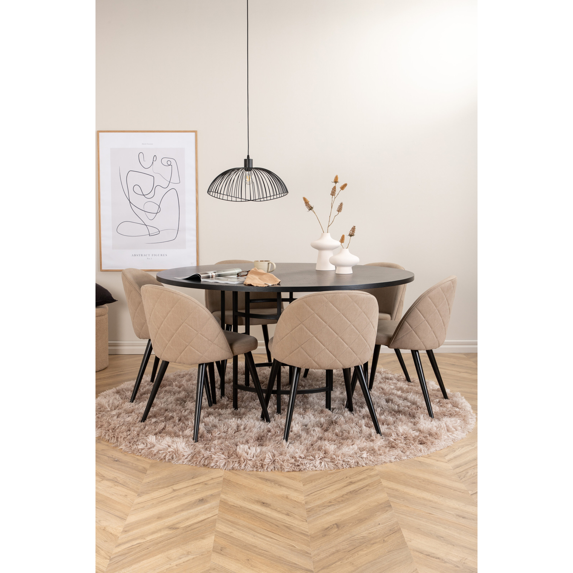 Spisegruppe furniture/fashion Copenhagen Ø140 cm med 6 Velvet Stoler